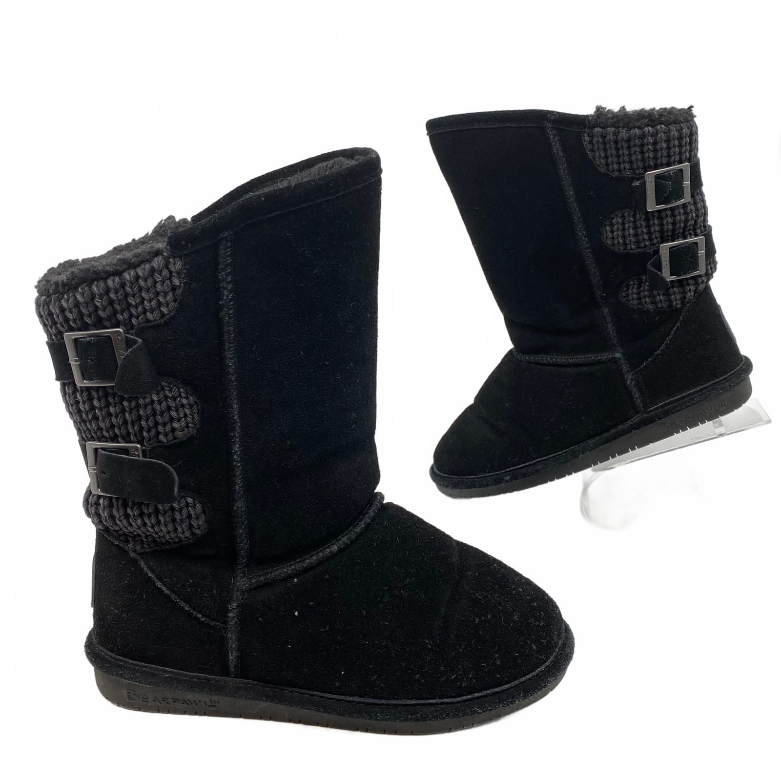 BearPaw Black Suede Ankle Booties