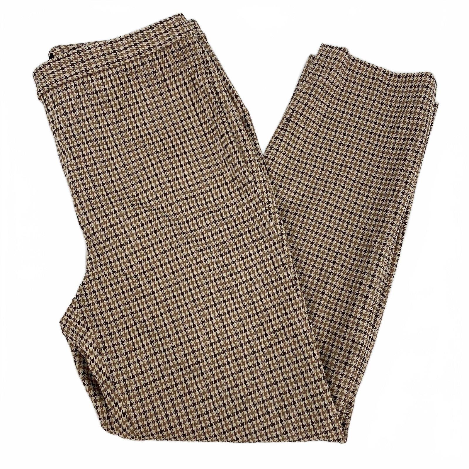 Theory Brown Tan Houndstooth Ankle Trousers
