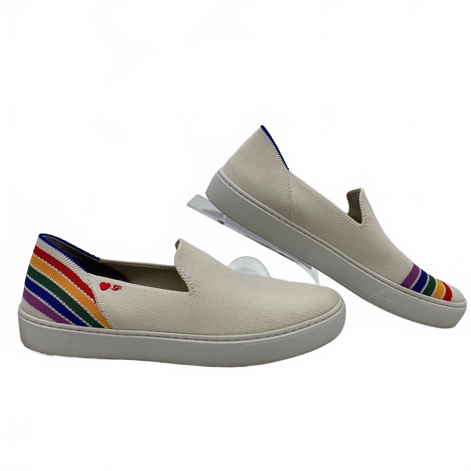 Rothy’s White Rainbow Slip-On Sneakers
