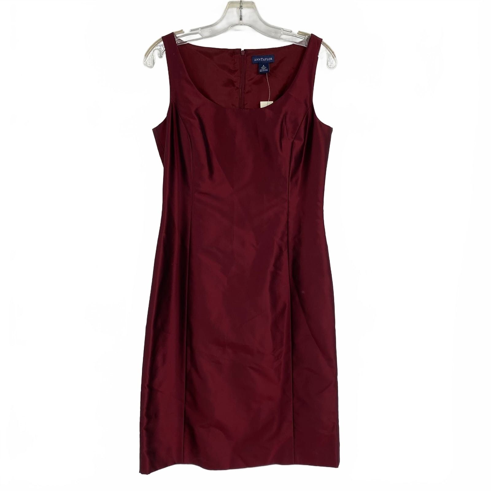Ann Taylor Red Silk Midi Pencil Dress