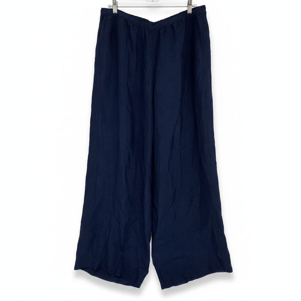 J. Crew Navy Satin Wide Leg Pants