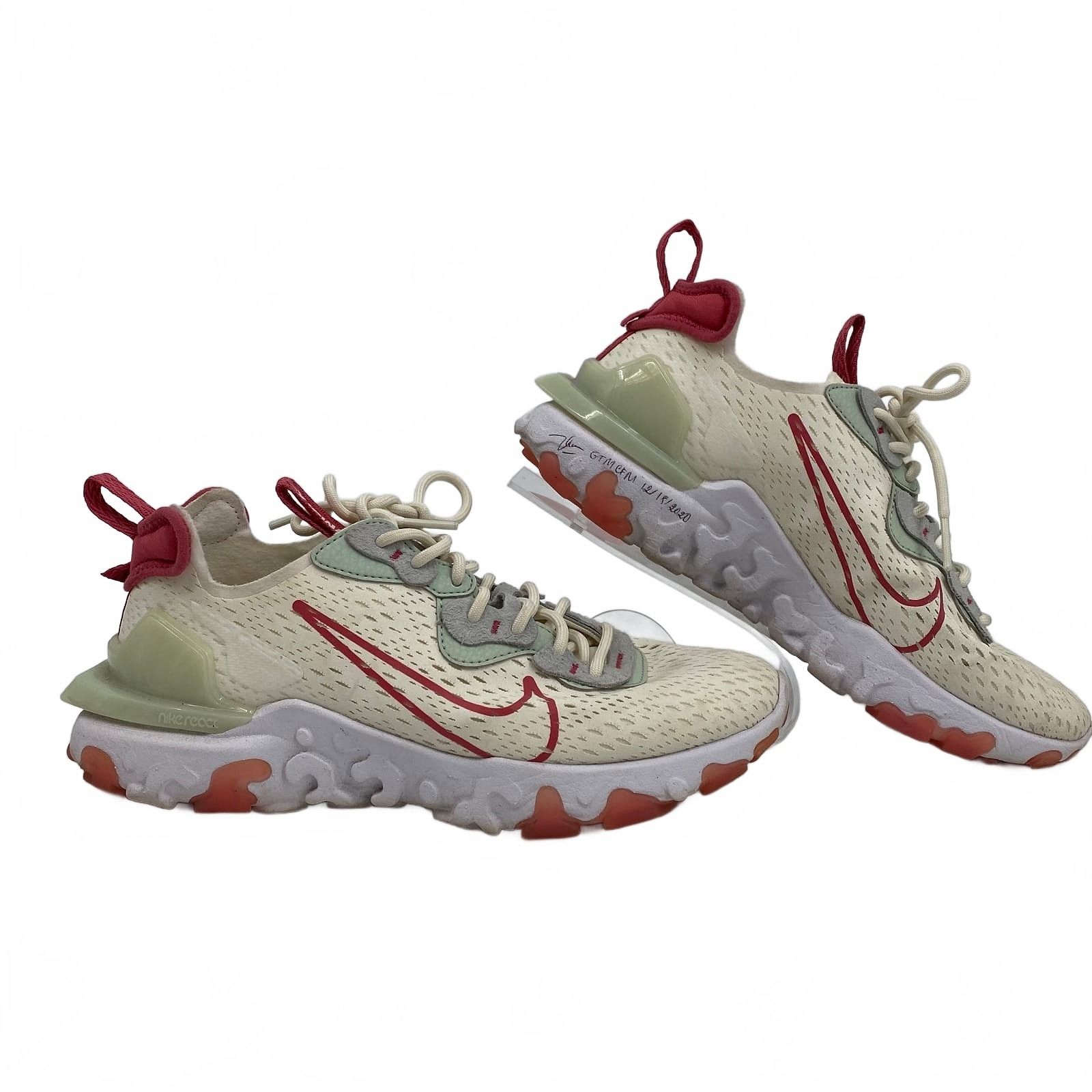 Nike Beige Red NSW React Vision Sneakers