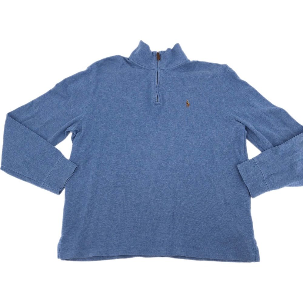 Polo by Ralph Lauren Blue Jersey Zip Up Sweater