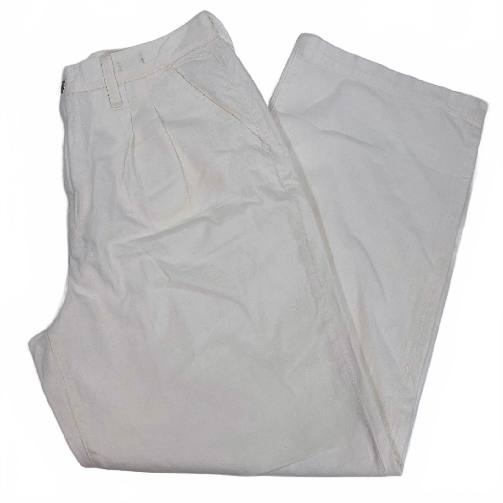 Madewell Cream Baggy Straight Wide Leg Jeans