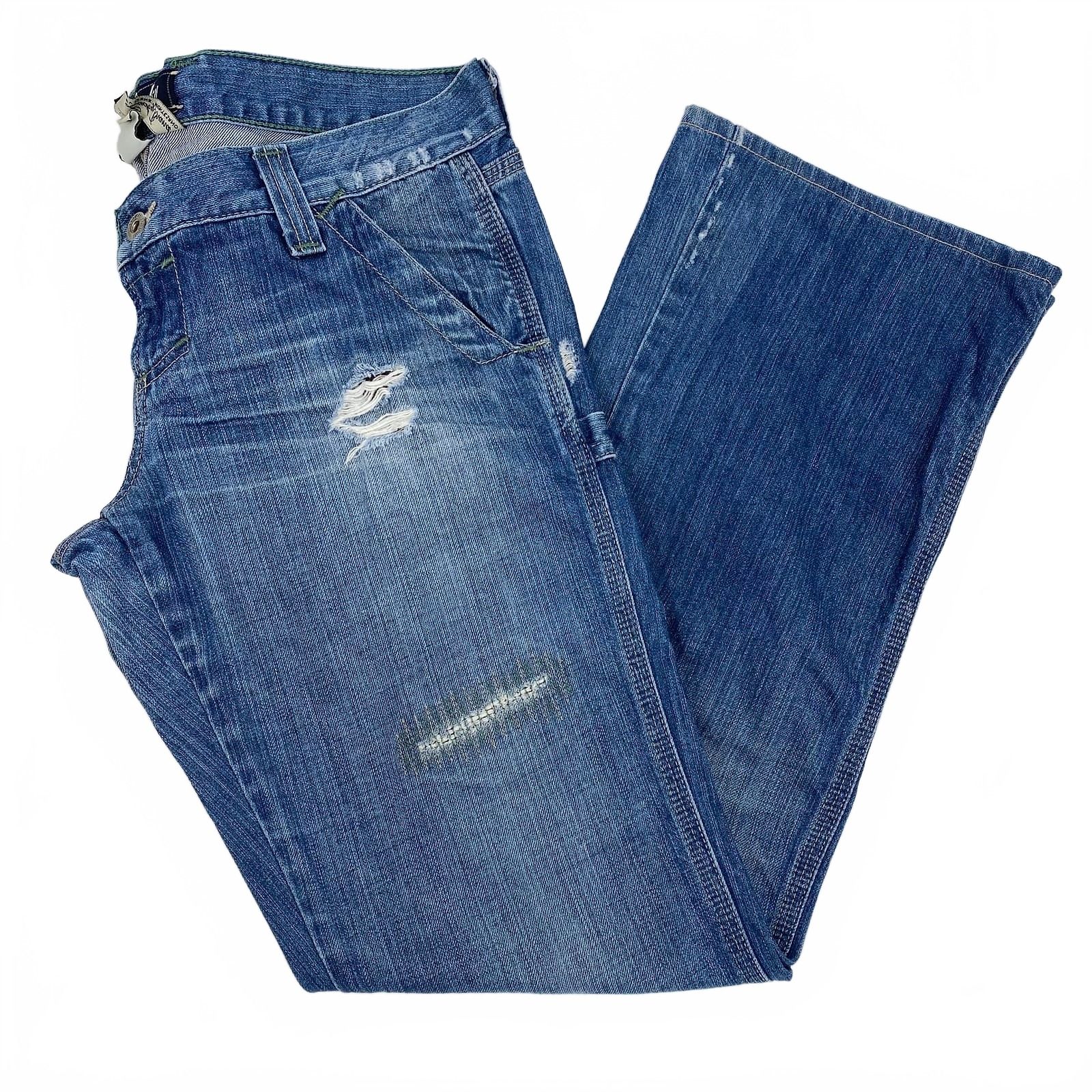 Lucky Brand Blue Boot Cut Jeans Low-Rise Distressed