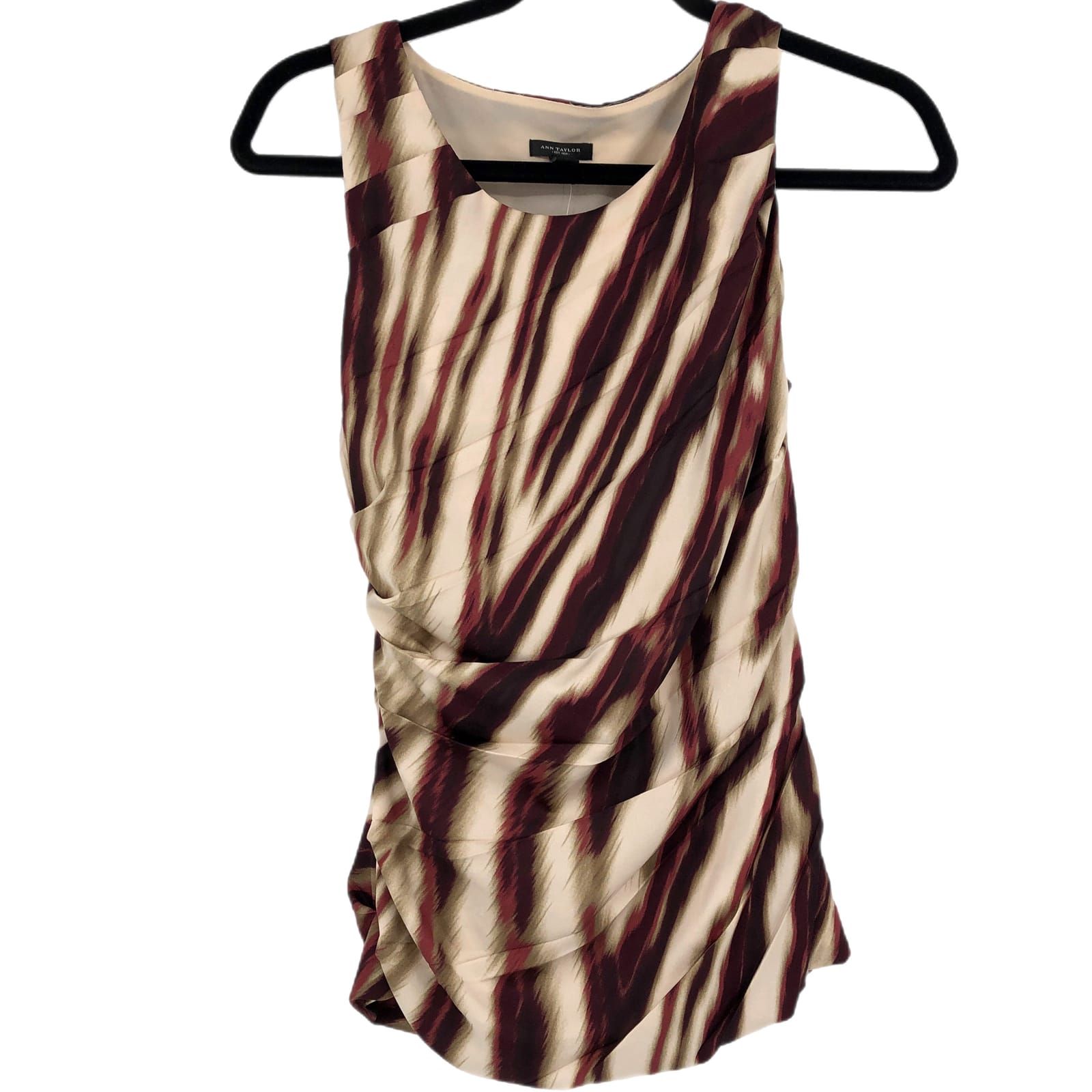 Ann Taylor Cream & Purple Sleeveless Blouse