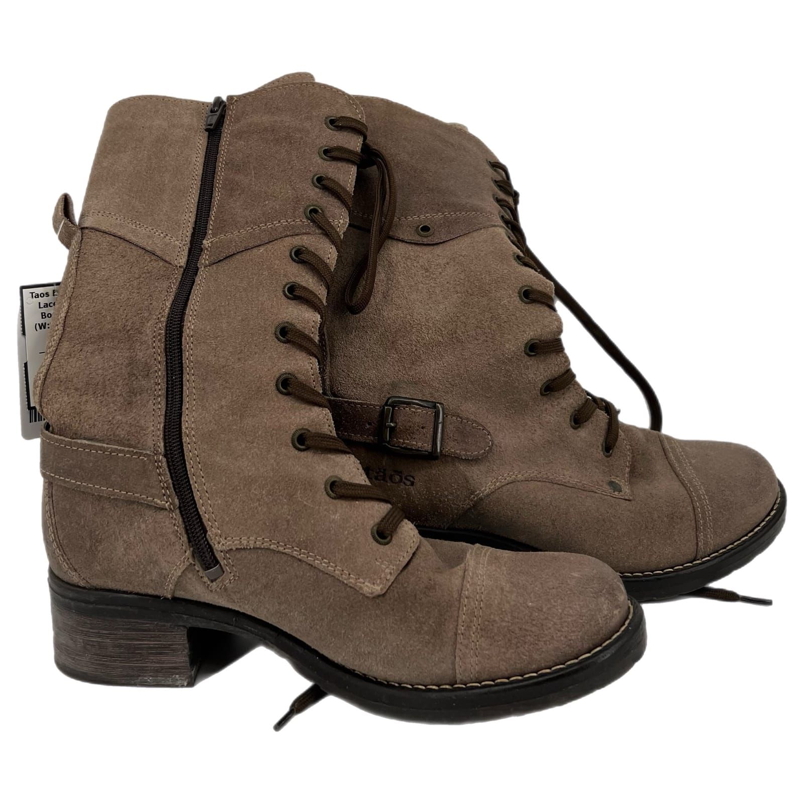 Taos Footwear Gray Suede Lace Up Boots