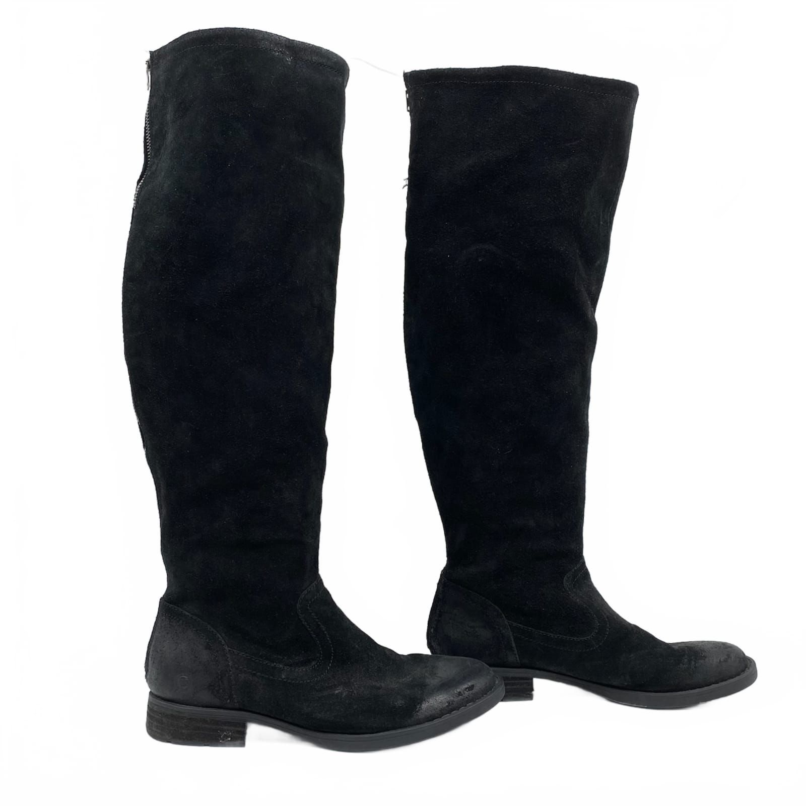 Born Black Suede Knee-High Riding Boots