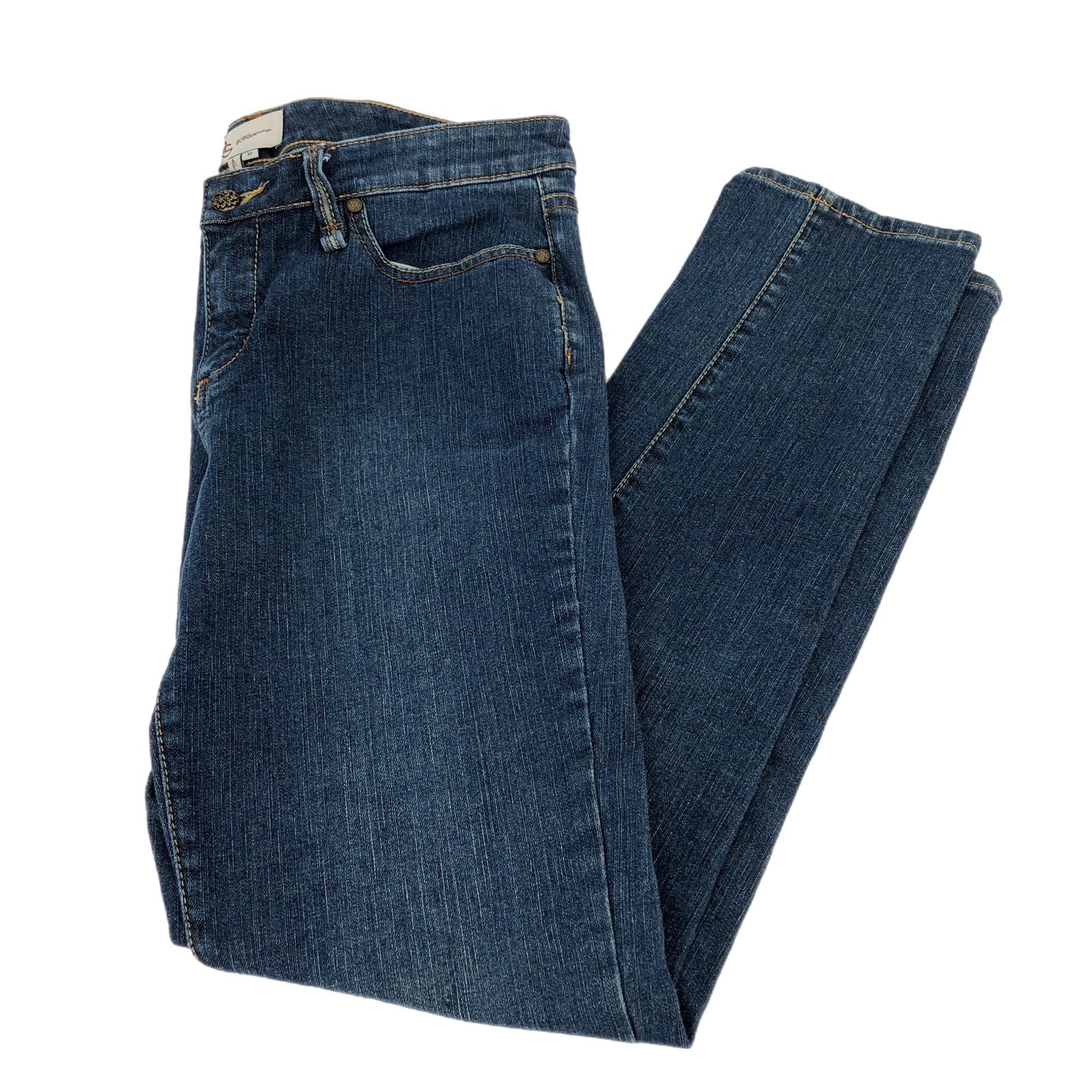BCBG Blue Mid-Rise Straight Leg Jeans