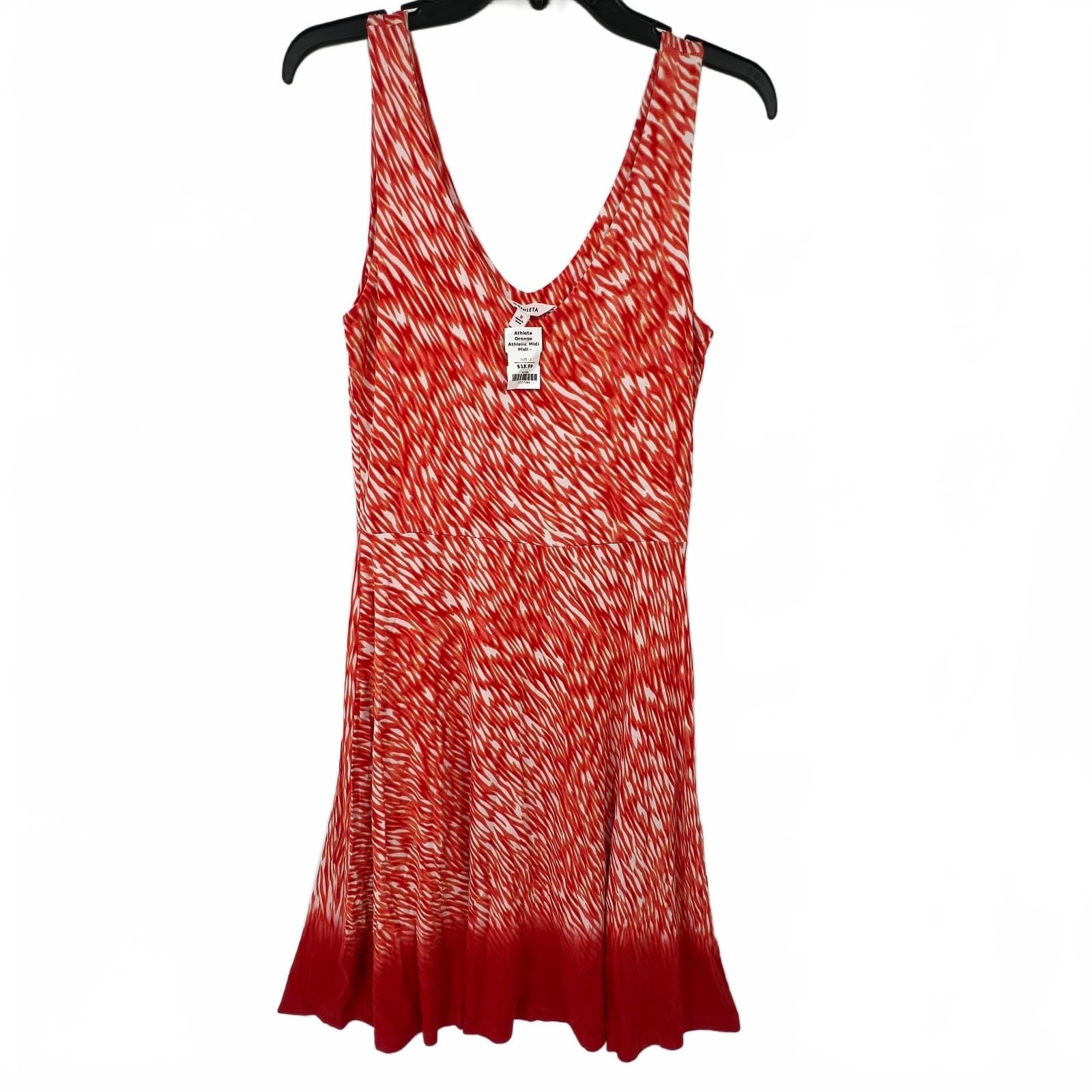 Athleta Orange/White Midi Dress