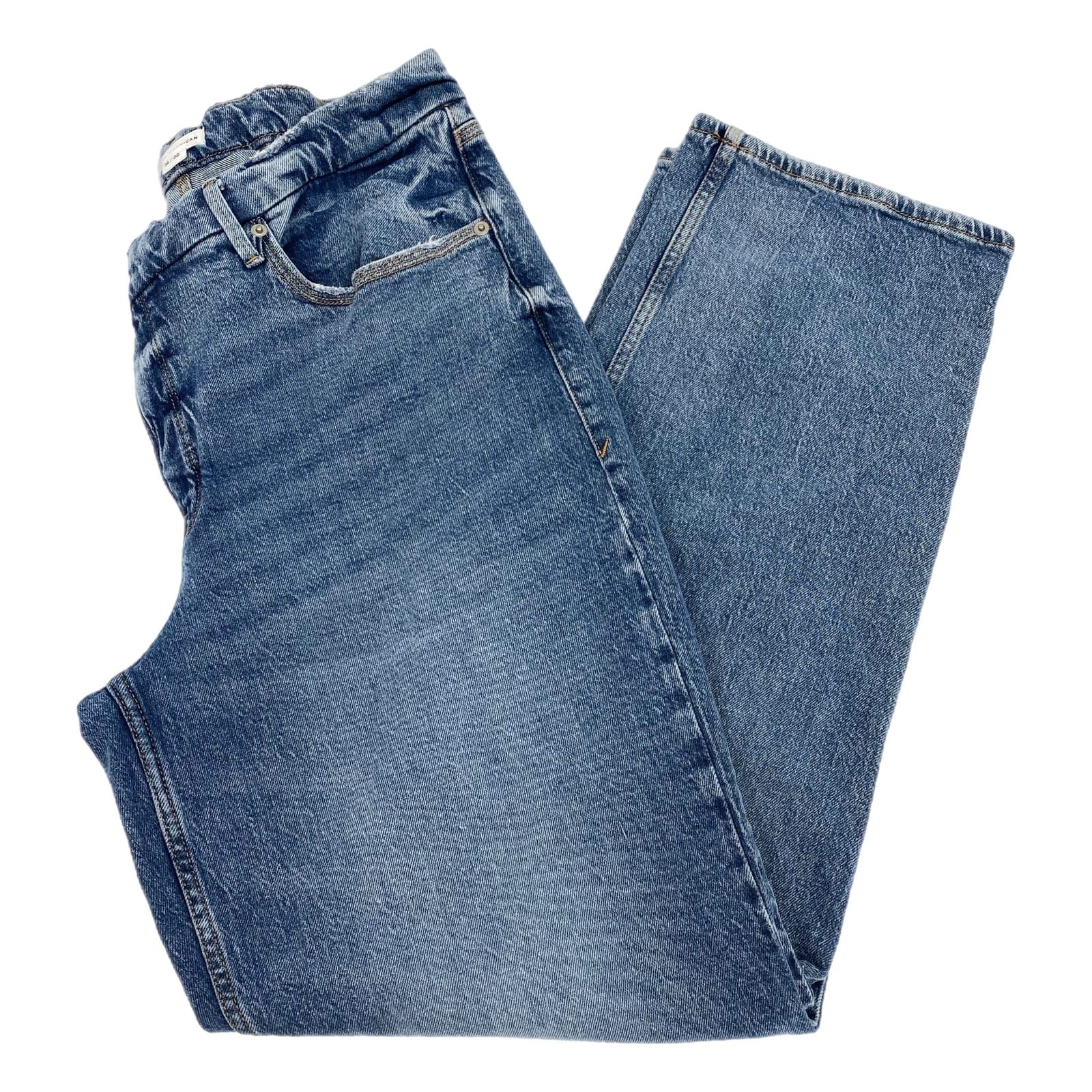Good American Blue Straight Leg Double Button Jeans