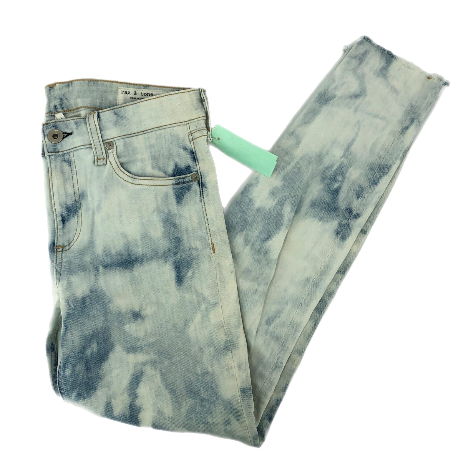 rag & bone White & Blue Straight Leg Jeans