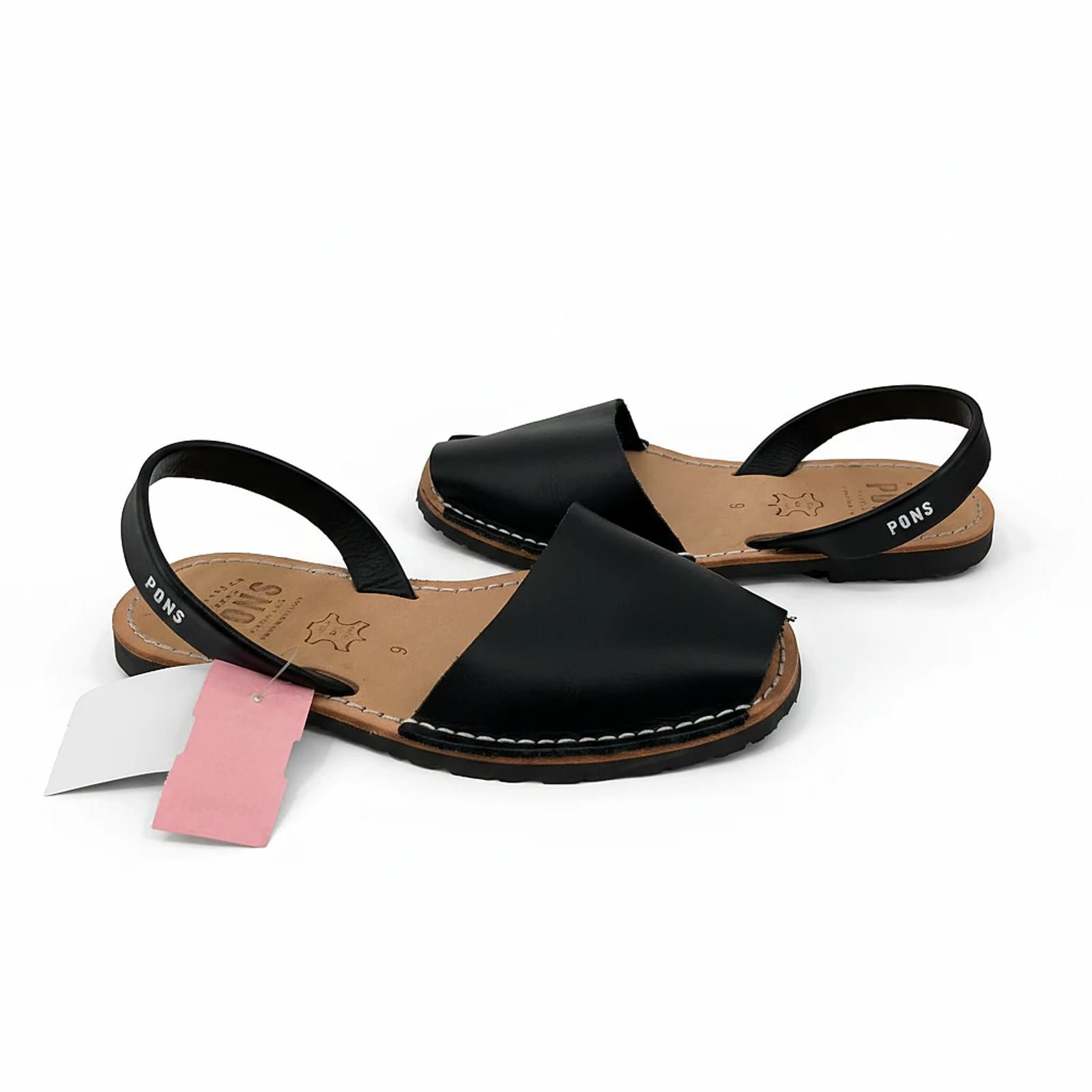 Pons Black Tan Strappy Sandals
