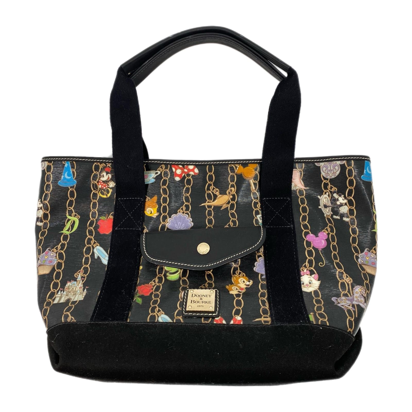 Dooney & Bourke Black Disney Chain Link Character Charm Tote