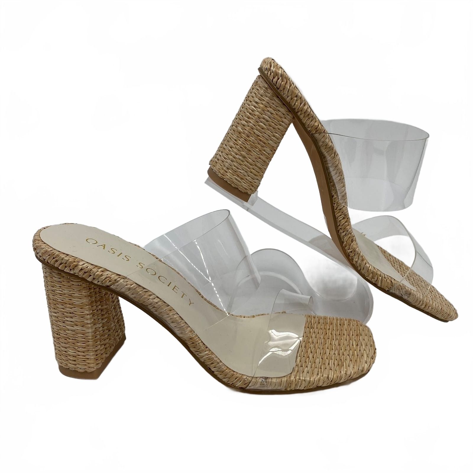 Oasis Society Beige Clear Woven Heels