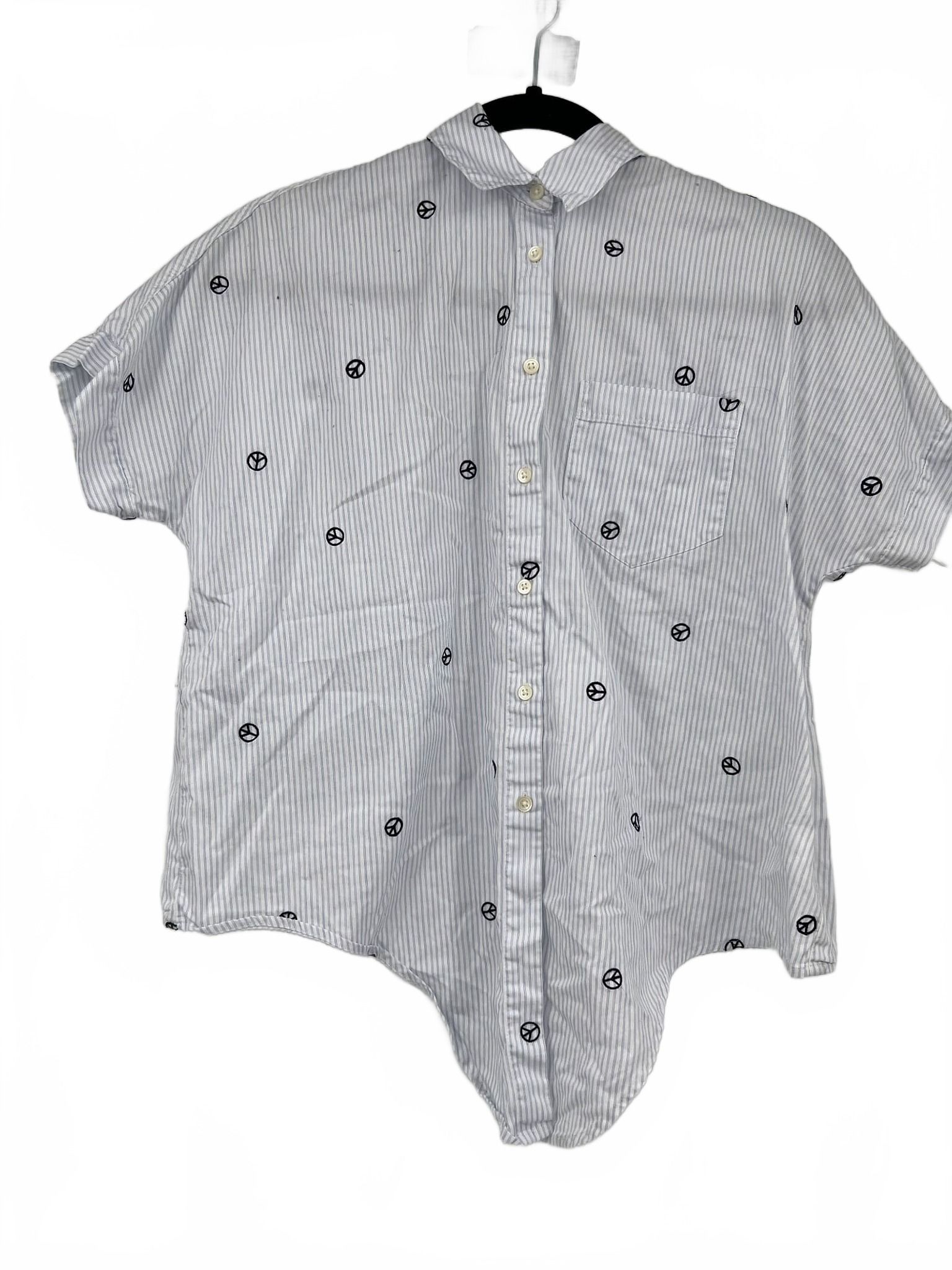 Madewell White Striped Button-Up Shirt
