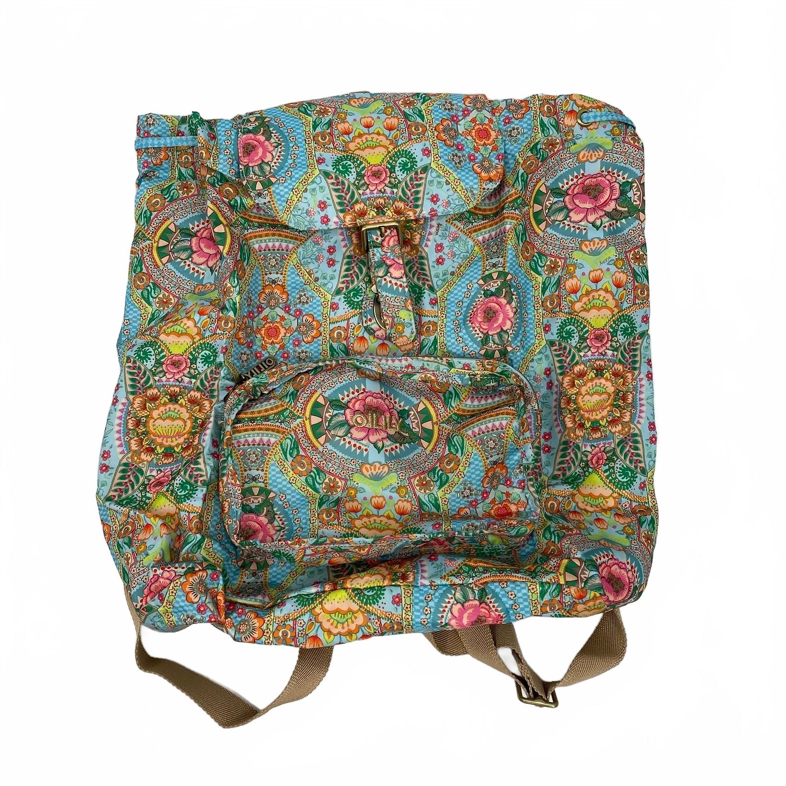 Oilily Orange Blue Backpack Floral Pattern