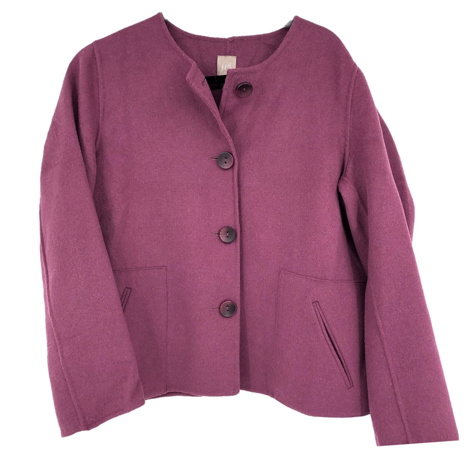 J. Jill Purple Wool Pea Coat