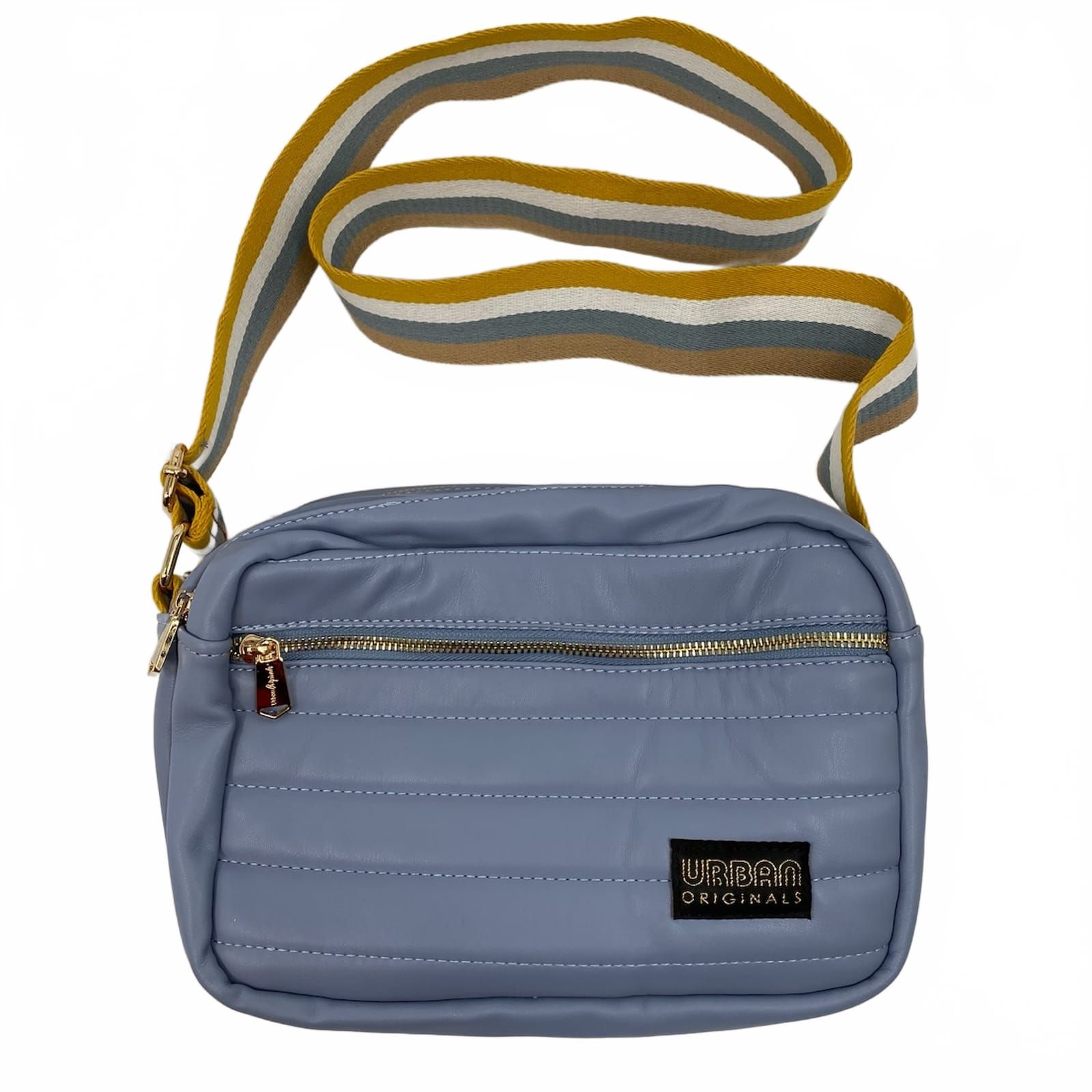 Urban Designs Blue Yellow Striped Strap Crossbody Purse