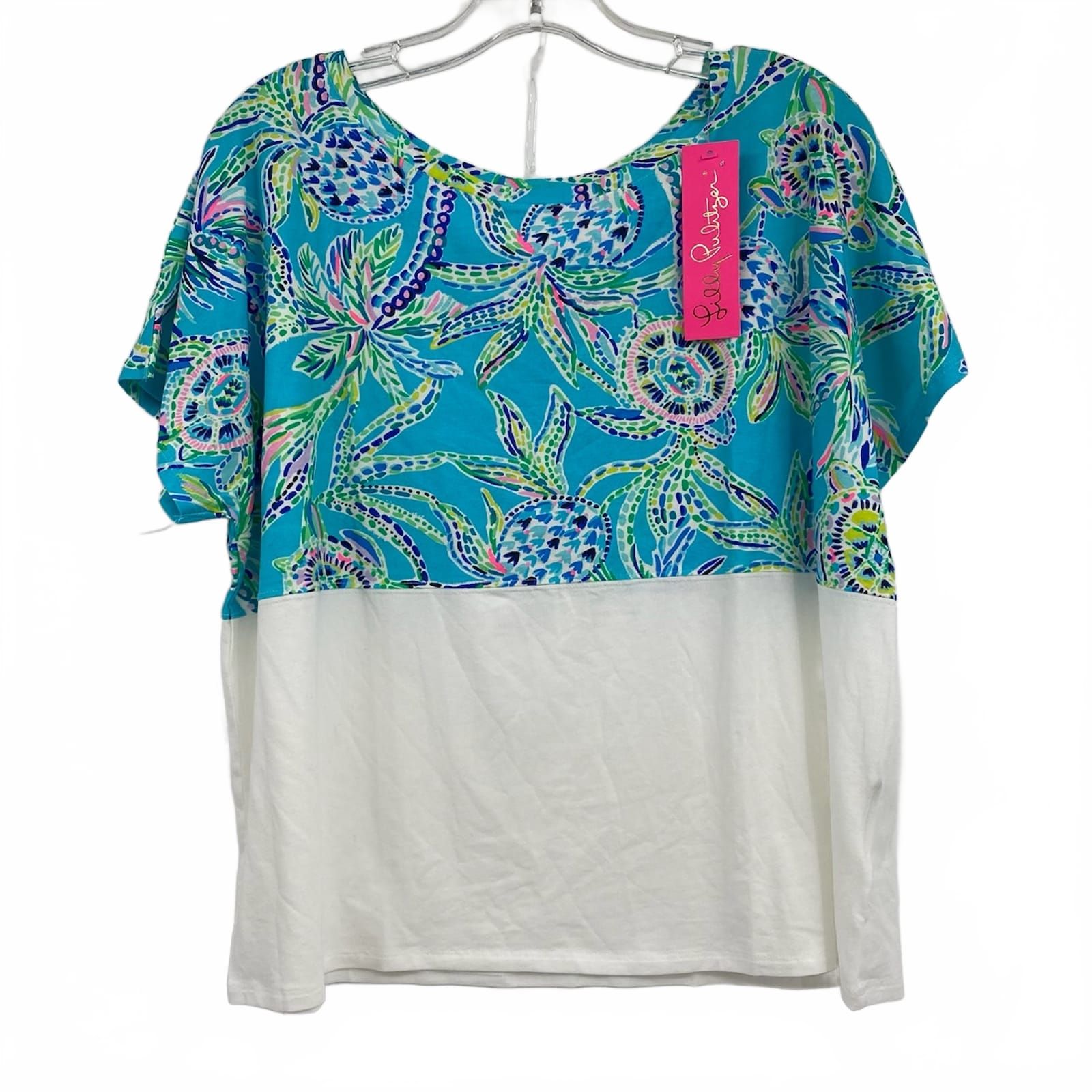 Lilly Pulitzer Blue White Finn Cropped Top