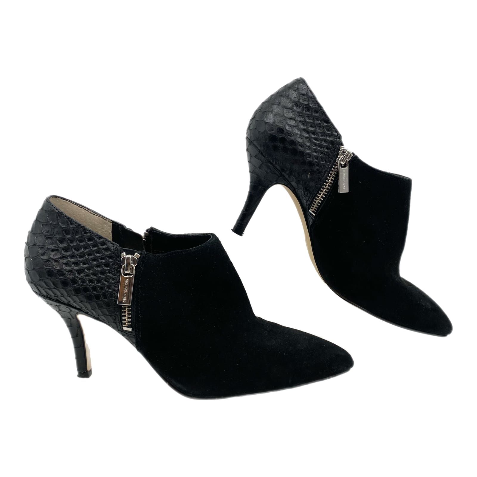 Michael Kors Black Snake Embossed Leather Booties