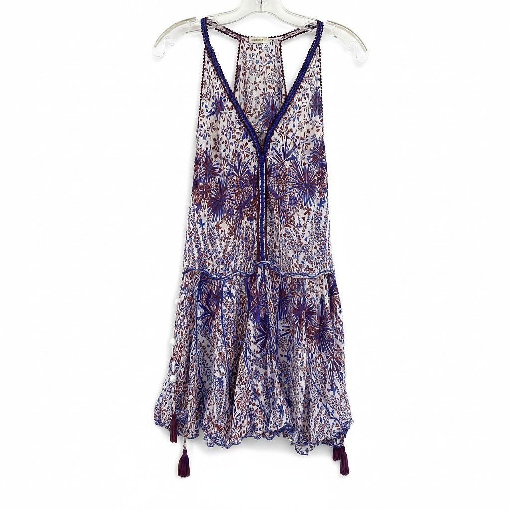 Poupette St. Barth Blue Red Printed Racerback Mini Dress
