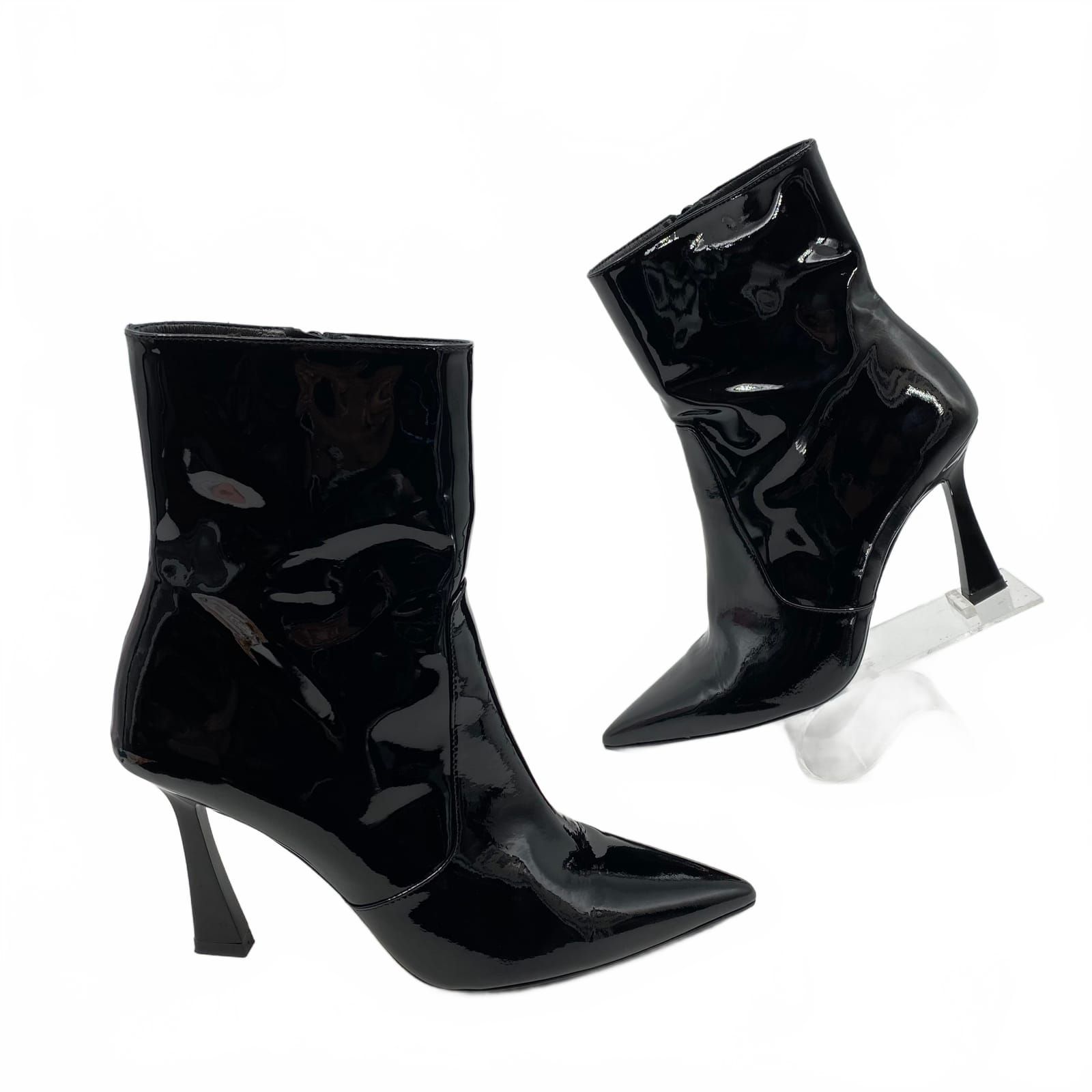 Stuart Weitzman Black Patent Leather Bootie