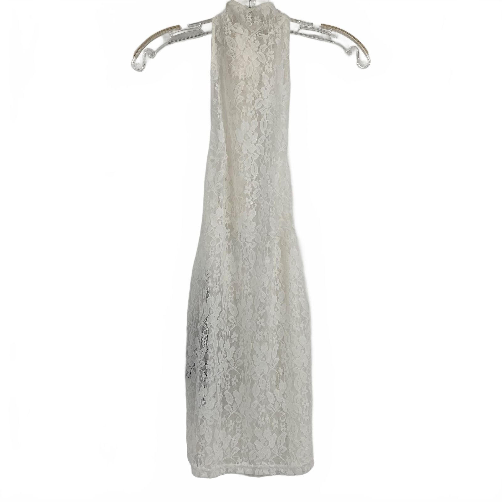 I.AM.GIA Cream Mini Dress Cream Nylon Lace Halter Backless