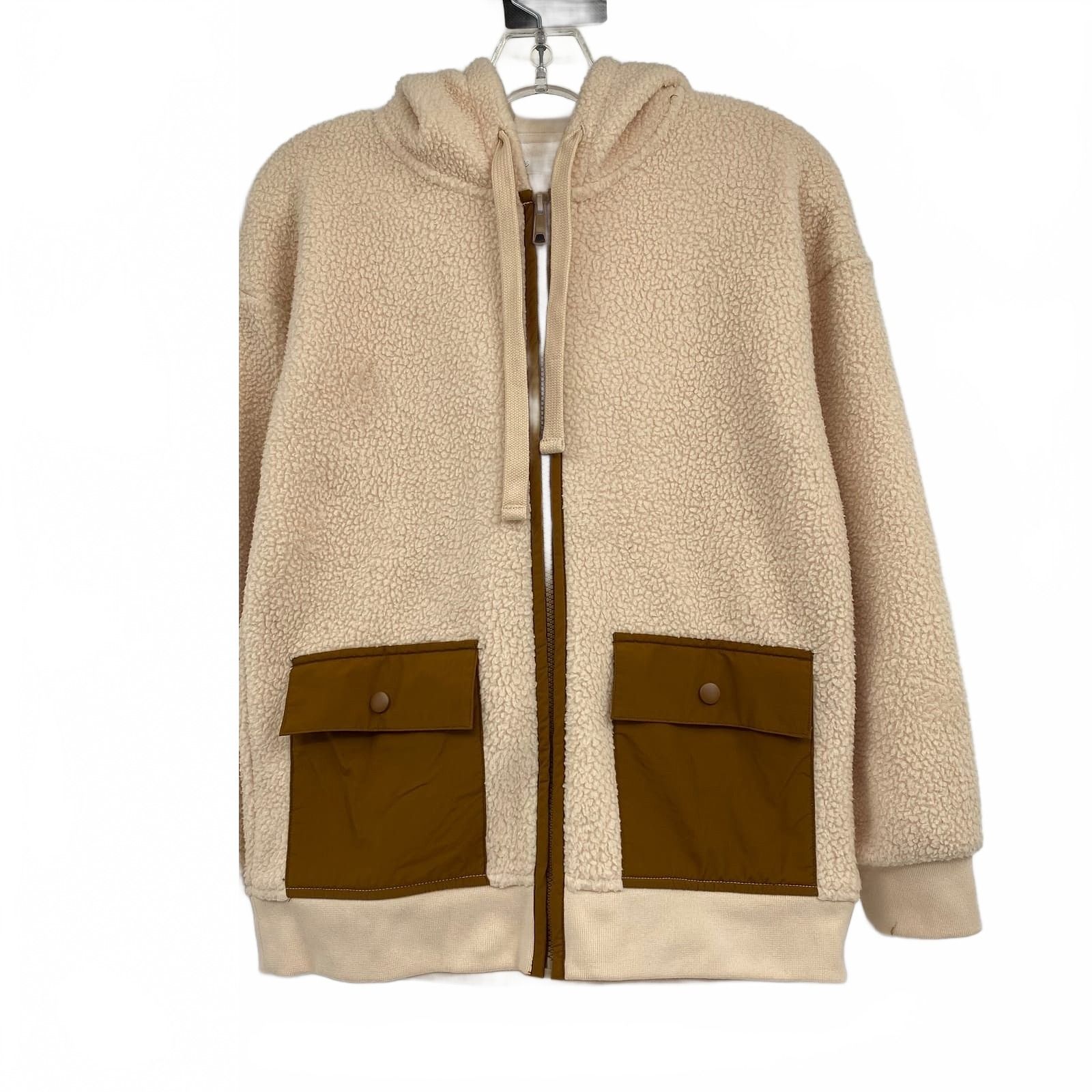 Madewell Beige Brown Sherpa Zip-Up Jacket