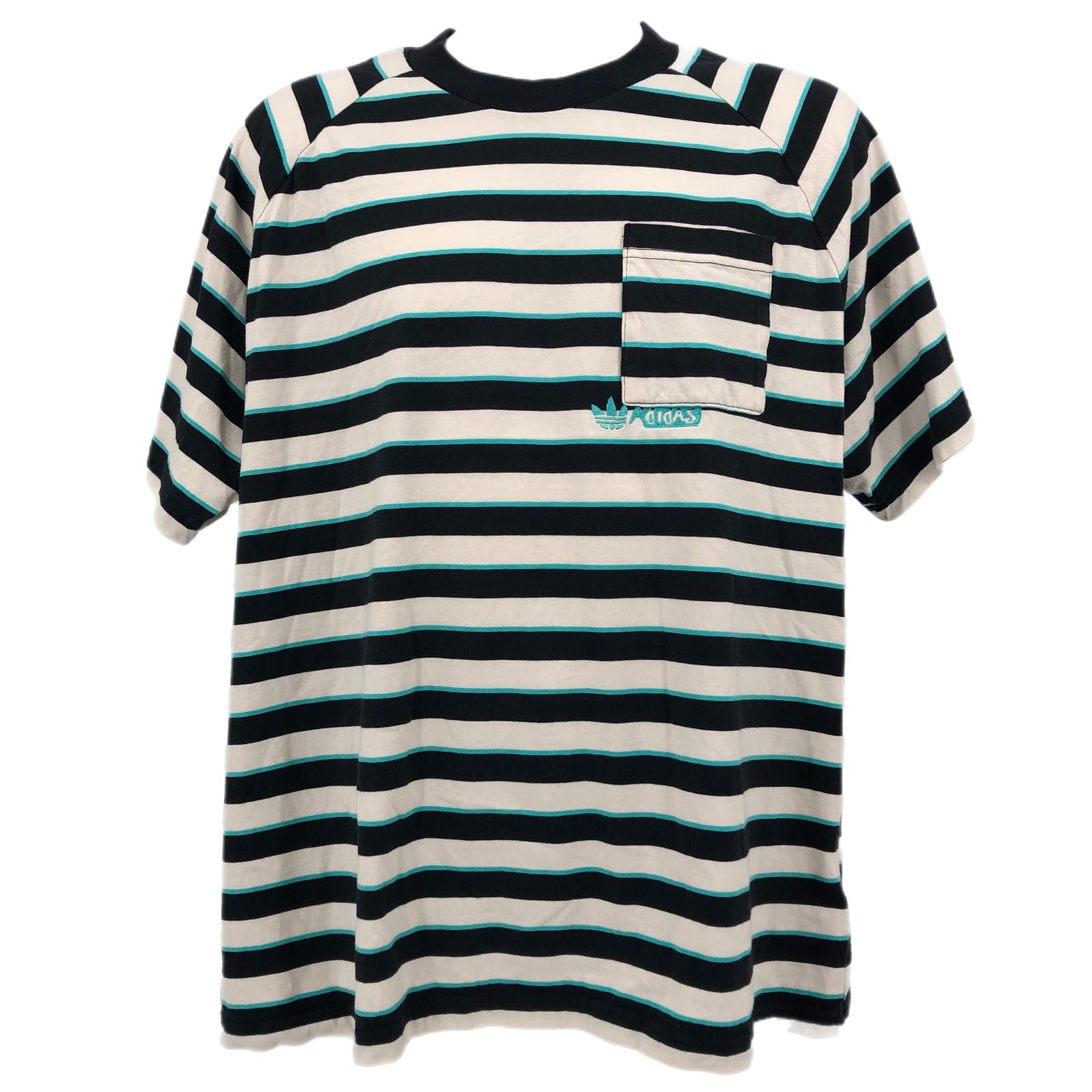adidas Cream & Black Striped T-Shirt