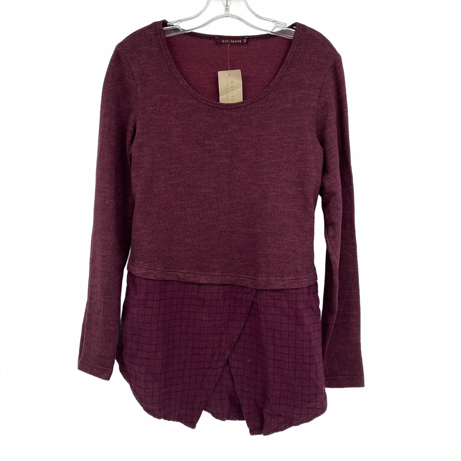Cut Loose Purple Cotton Blend Layered T‑Shirt