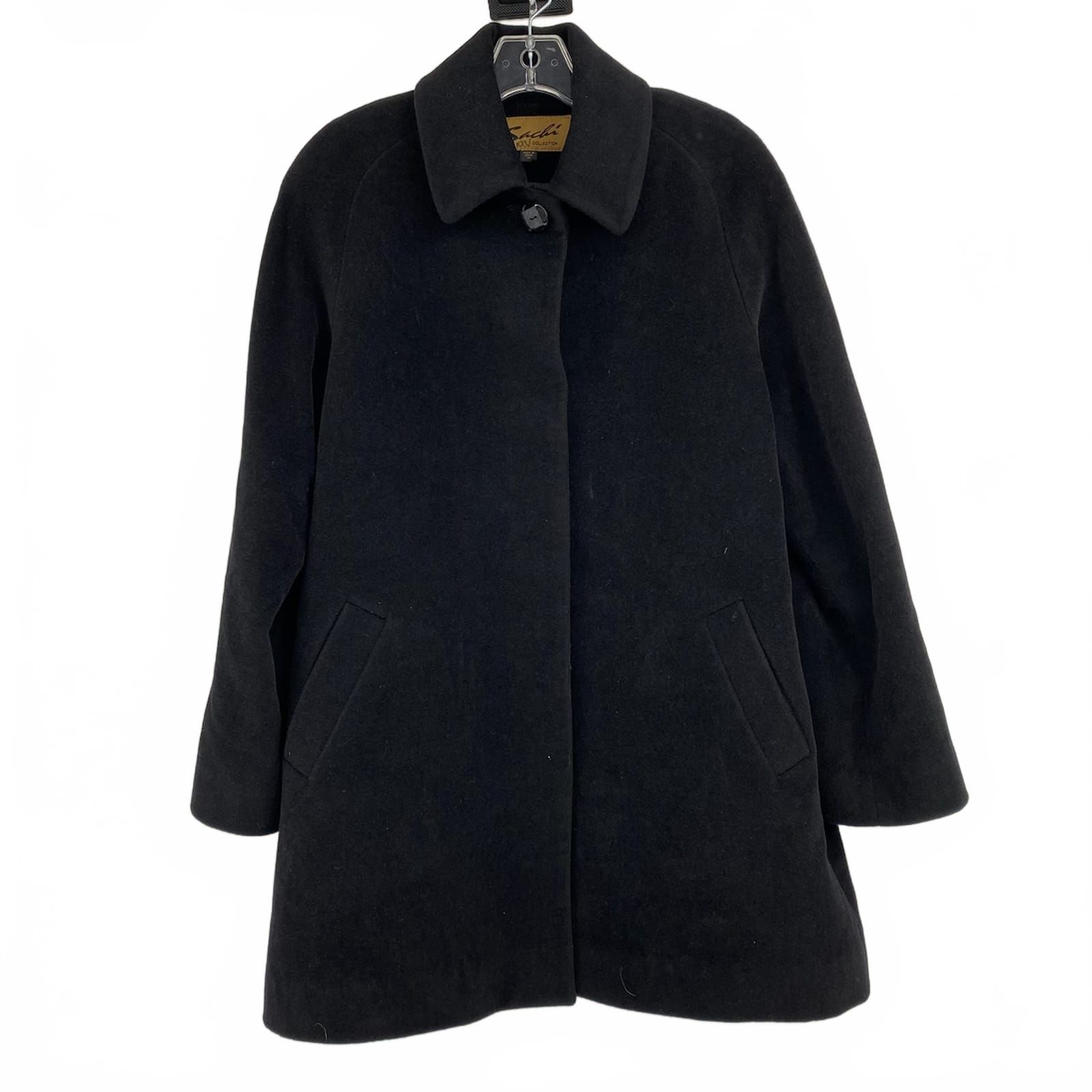 SACHI Black Button-Up Wool Blend Coat