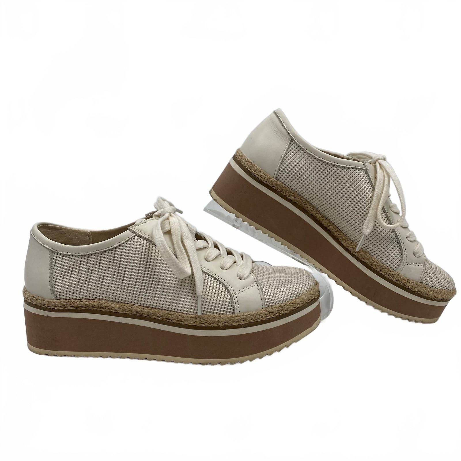 Dolce Vita Cream Beige Woven Platform Sneakers