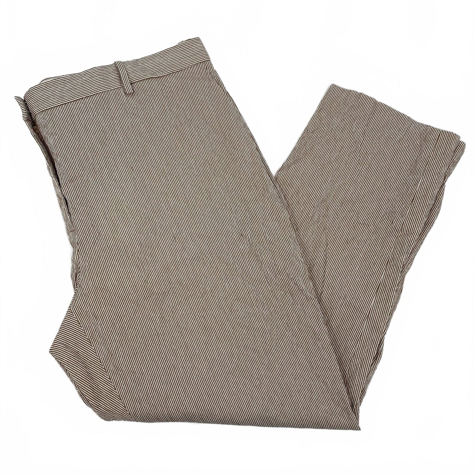 Theory Brown White Trecca Seersucker Striped Trousers