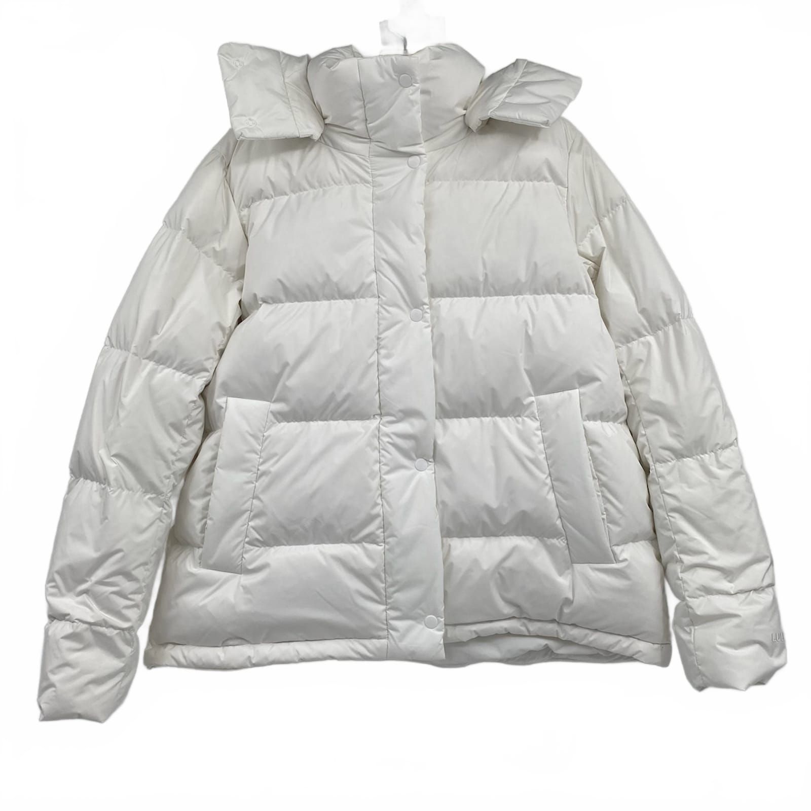 Lululemon White Down-Filled Hooded Puffer Coat