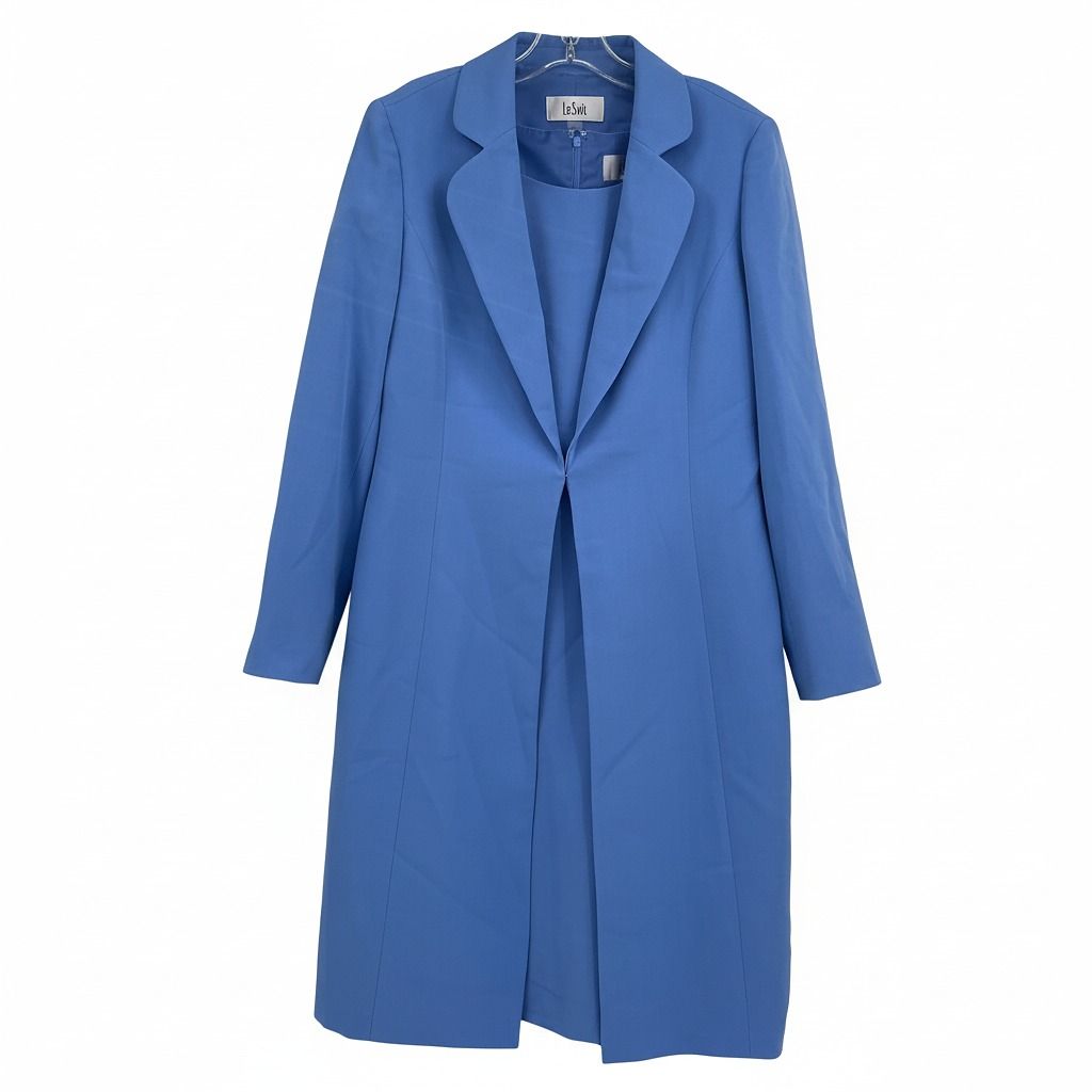 Le Suit Blue Matching Midi Dress and Coat Set