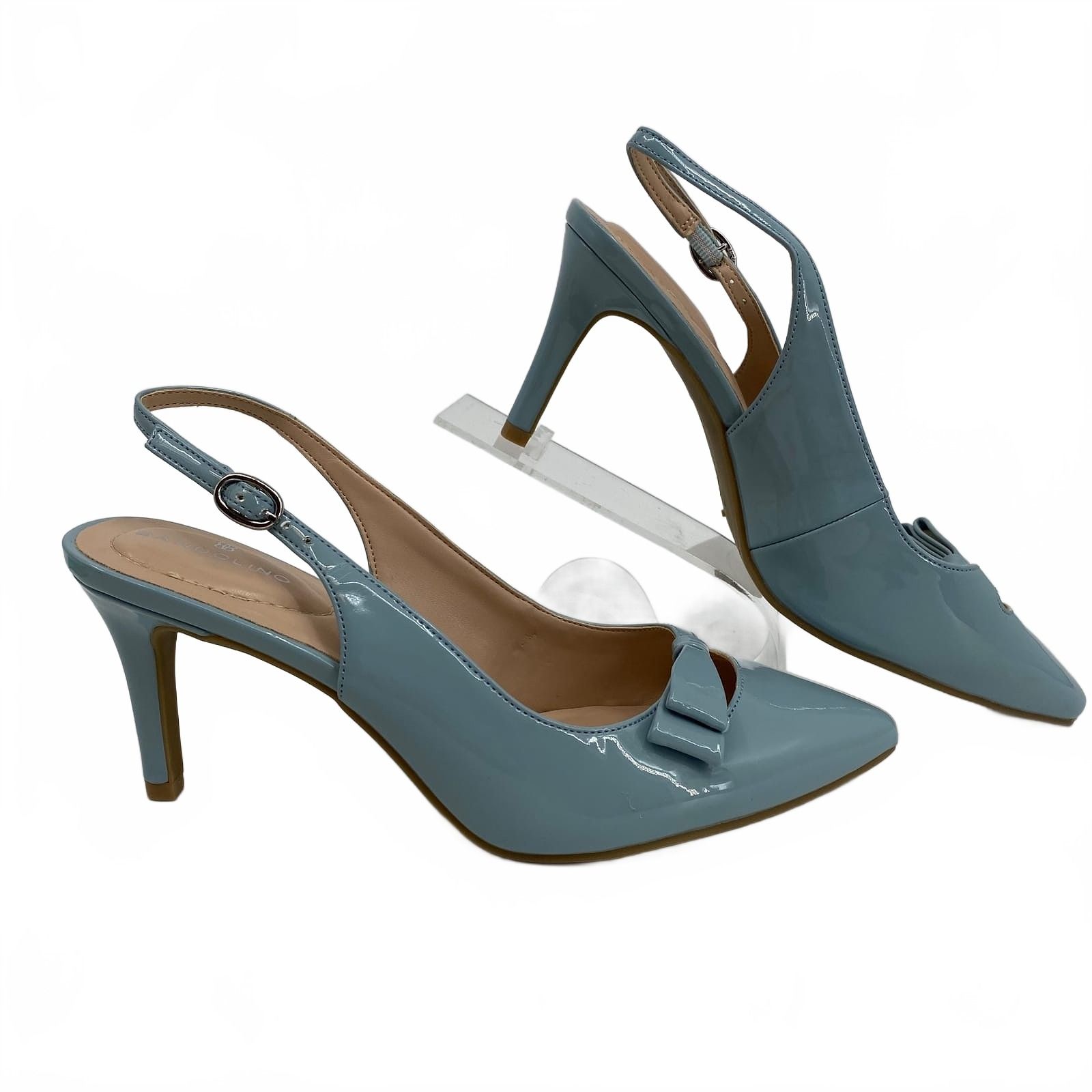 Bandolino Blue Patent Slingback Heels