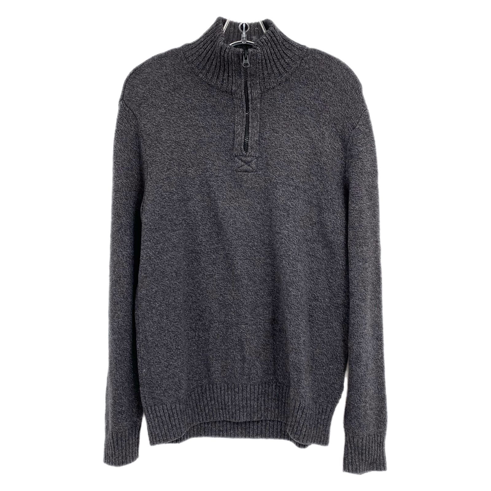 American Eagle Gray Knit Quarter-Zip Sweater
