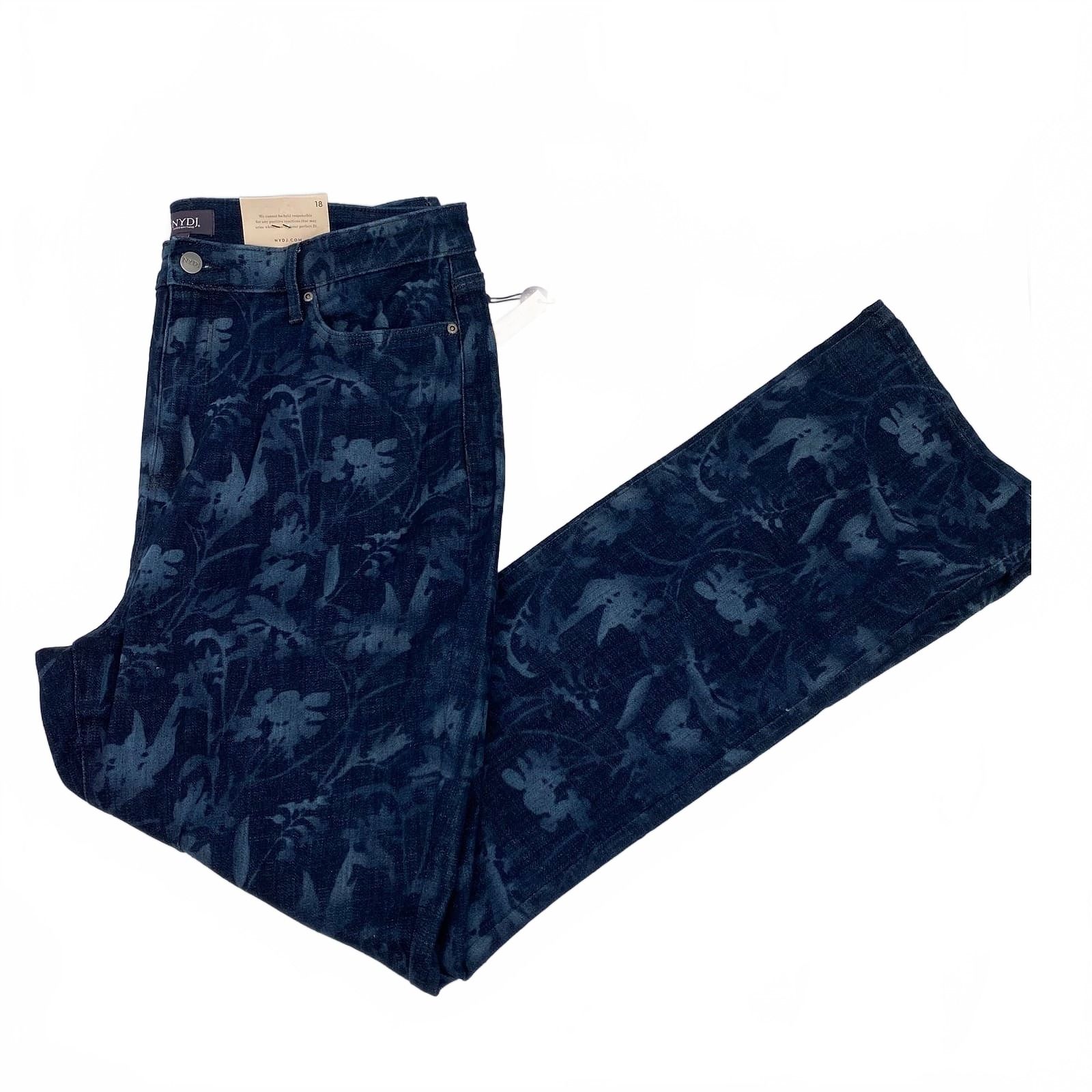 NYDJ Blue Floral Slim Boot Cut Jeans