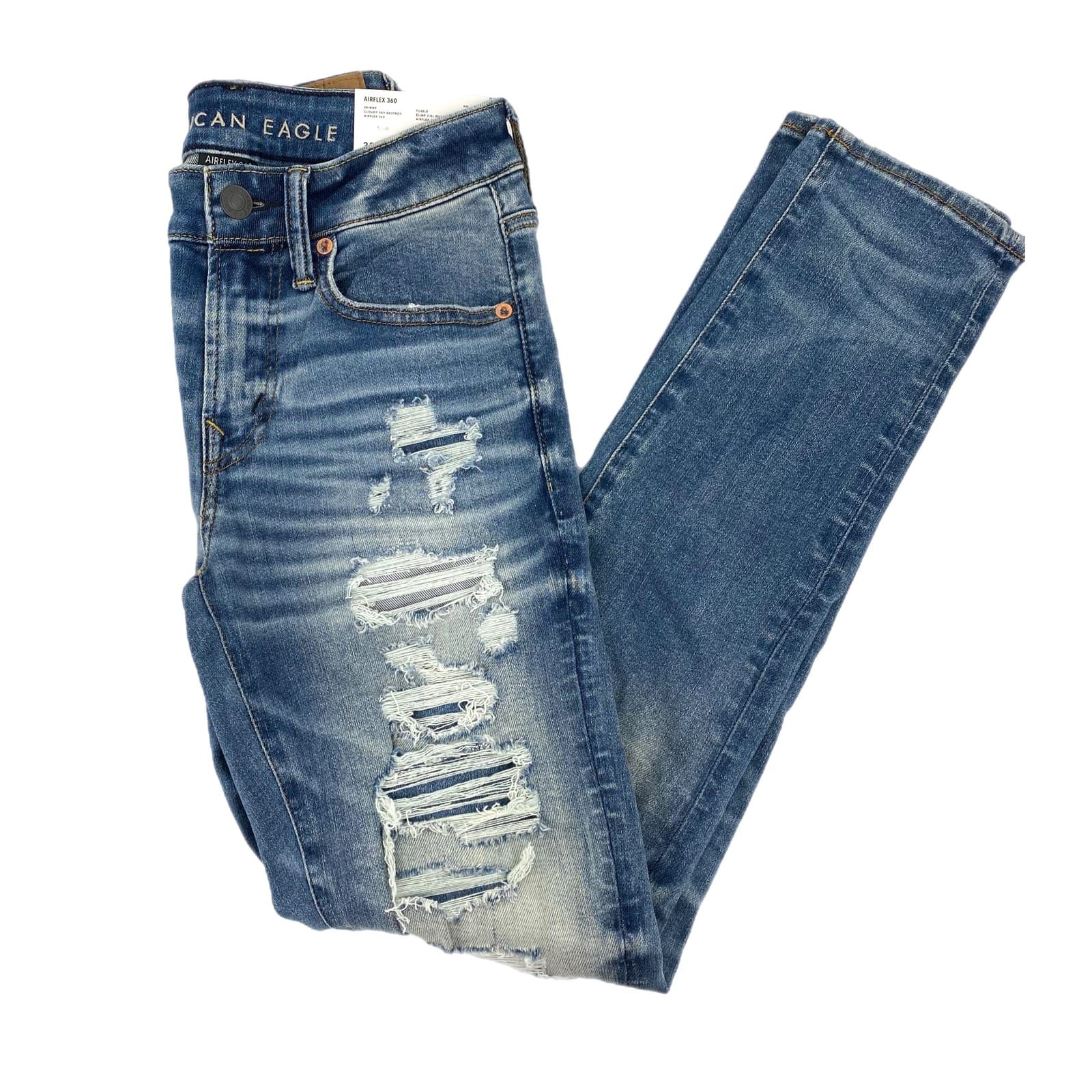 American Eagle Outfitters Blue Mid-Rise Skinny Jeans
