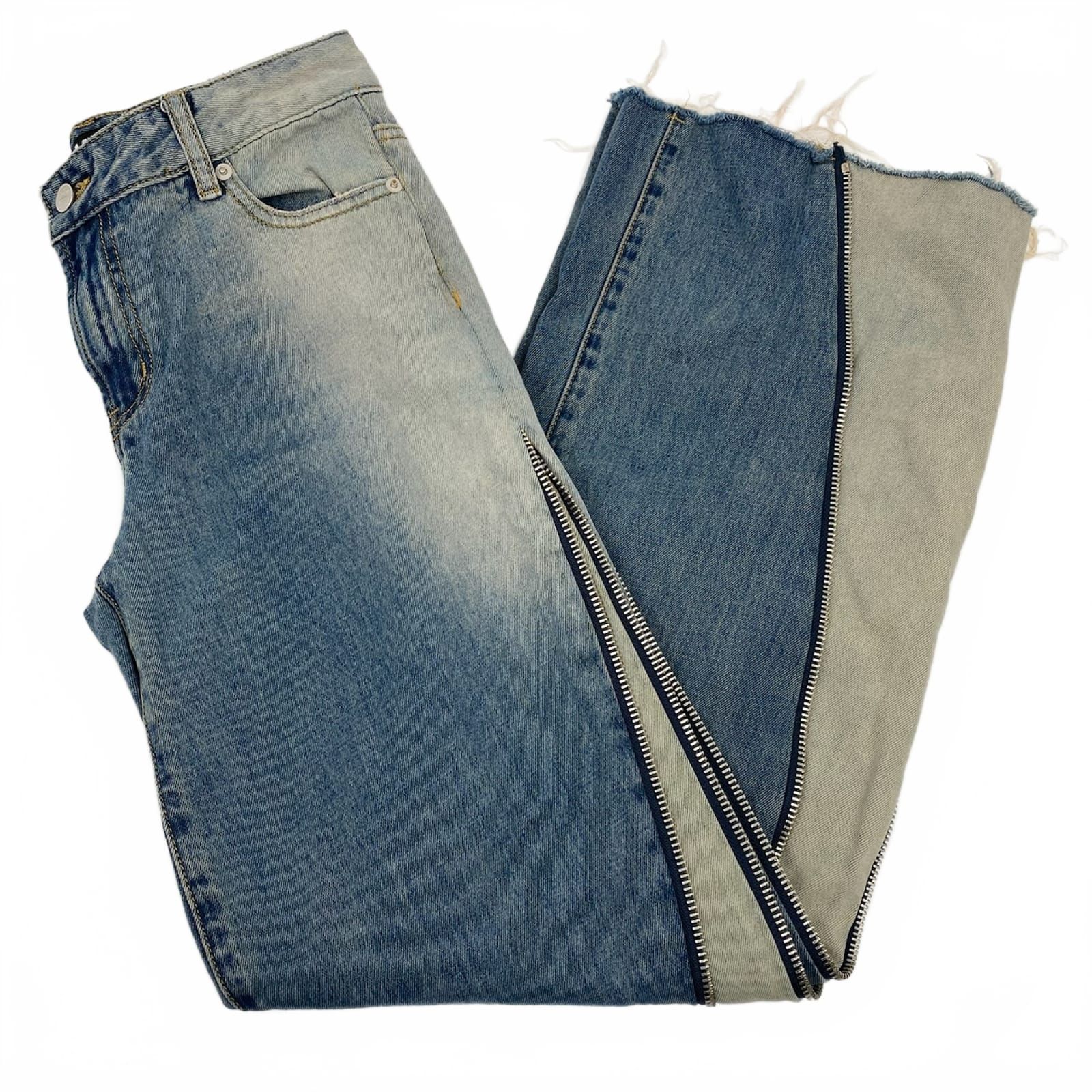 I.AM.GIA Light Wash Zipper Accent Wide Leg Jeans