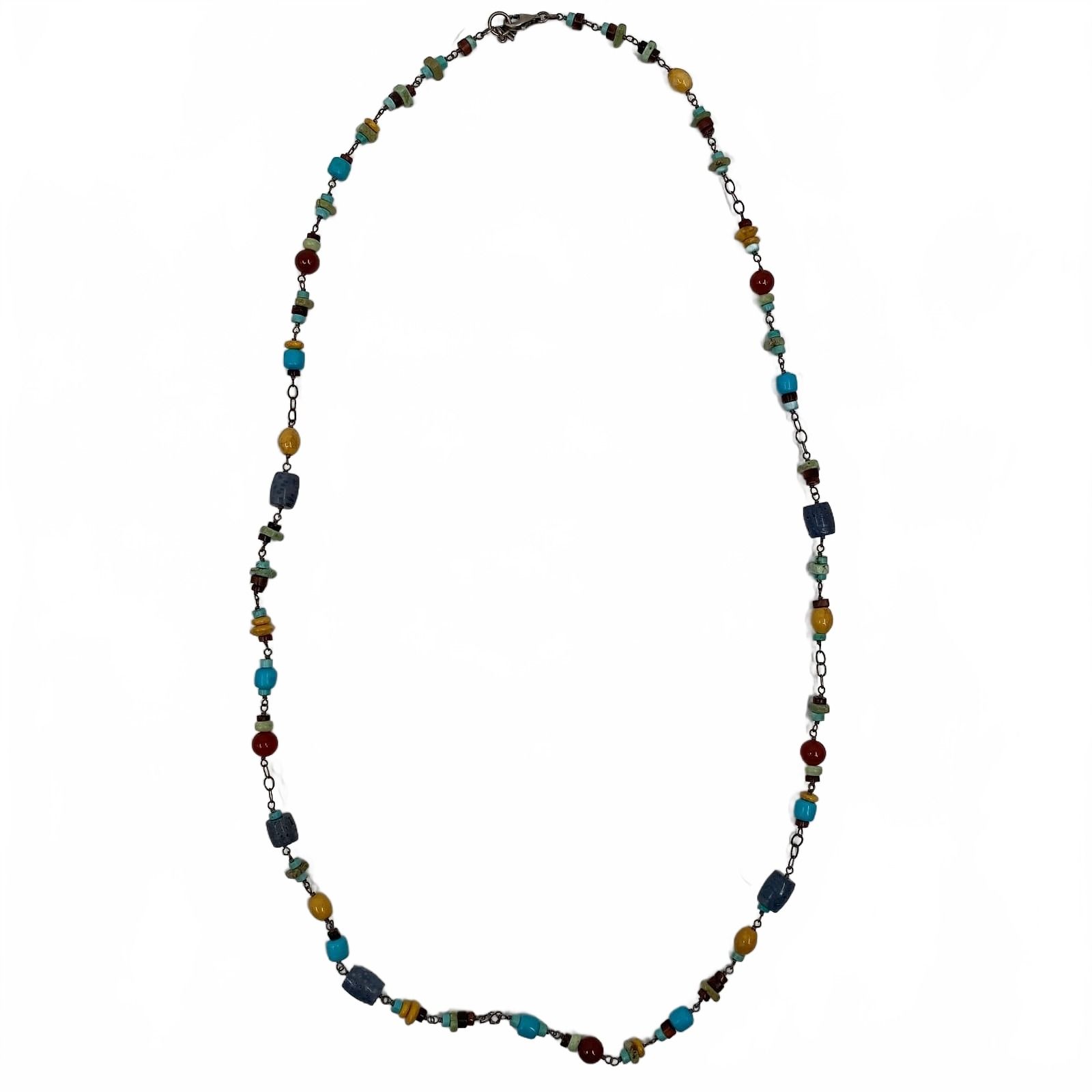 Silpada Blue Yellow Red Multicolored Stone Beaded Necklace