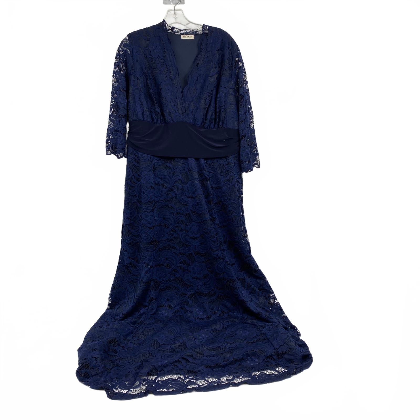 Kiyonna Blue Lace Maxi Dress
