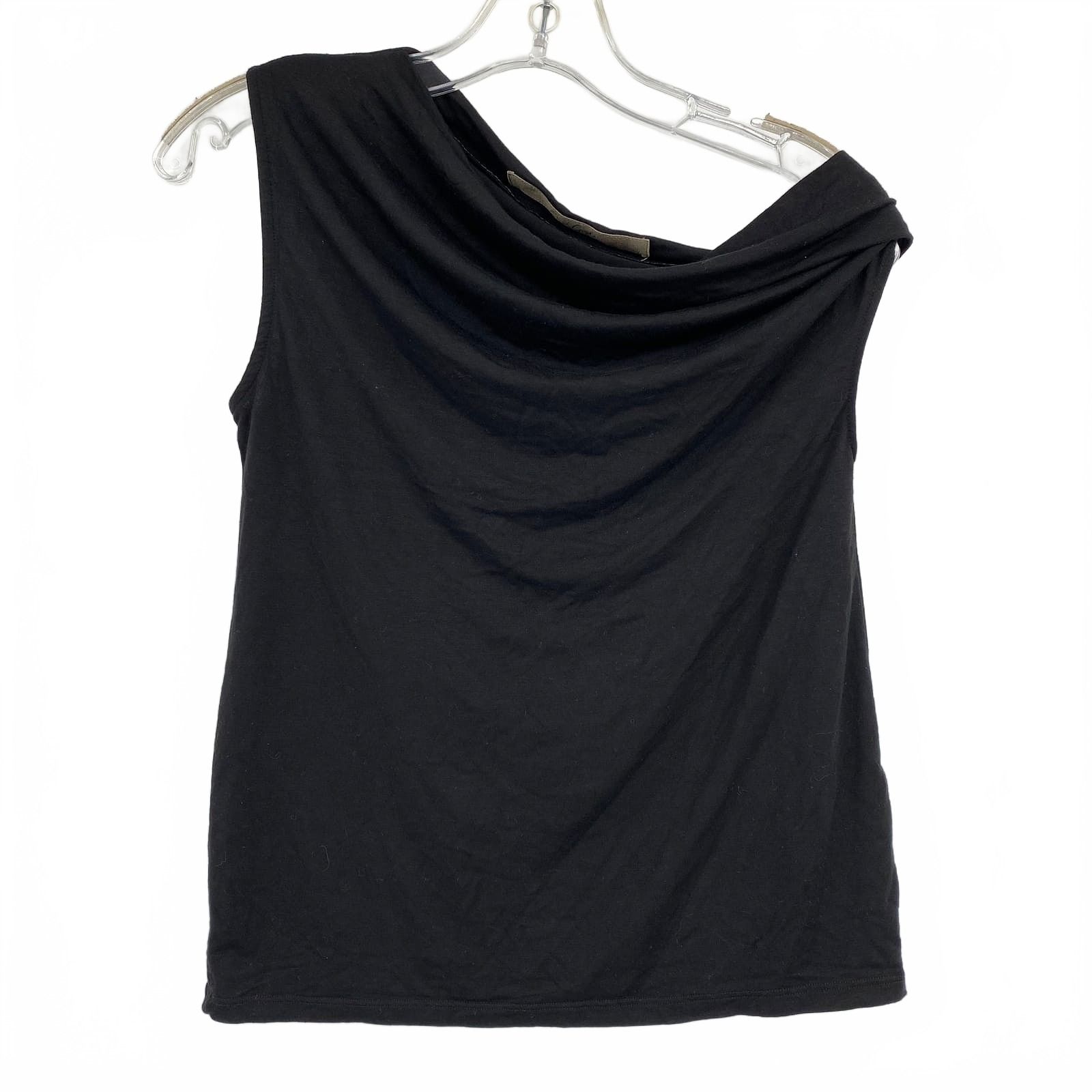 Enza Costa Black Viscose Off-Shoulder Cowl Neck Blouse