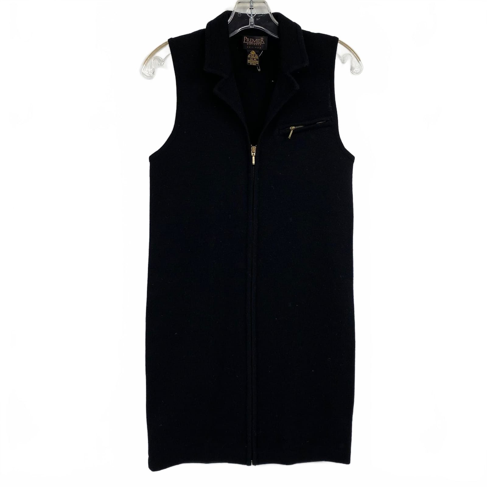Premier Black Wool Zip Up Sweater Dress