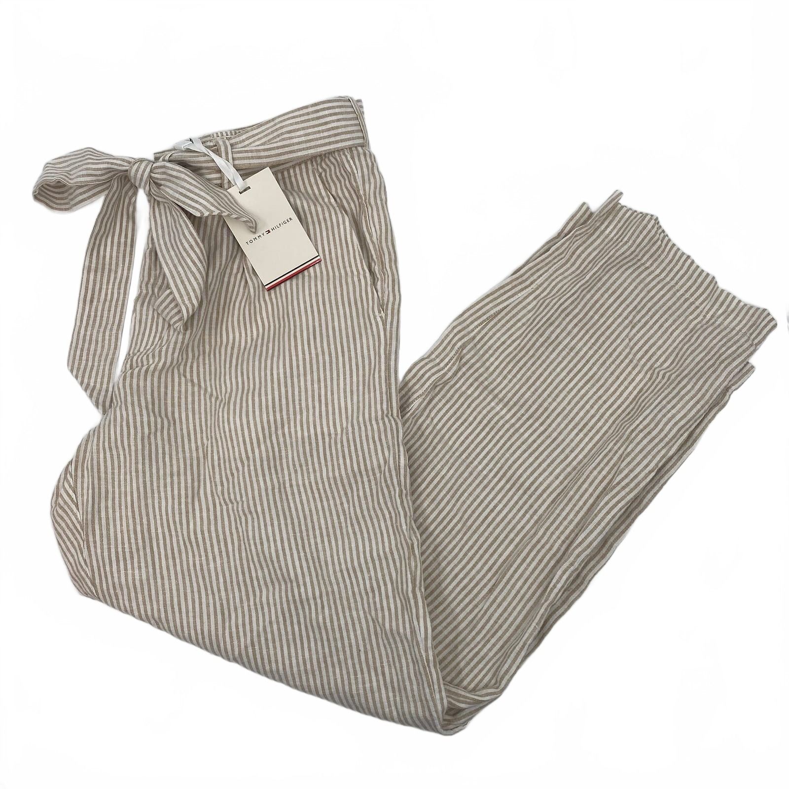 Tommy Hilfiger Beige Linen-Viscose Dress Pants