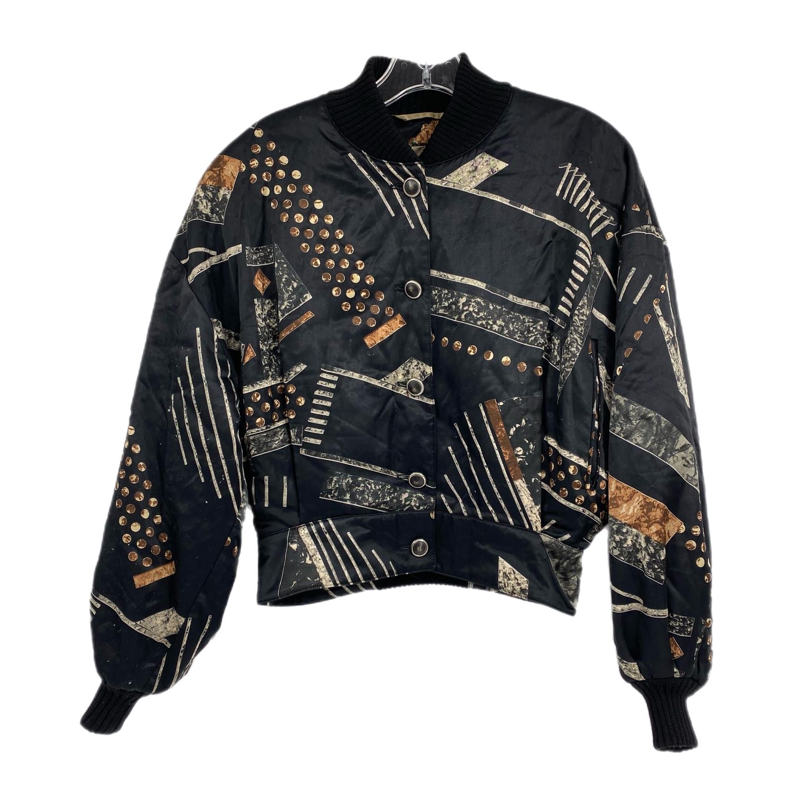 Crisca Black Brown Vintage Bomber Jacket