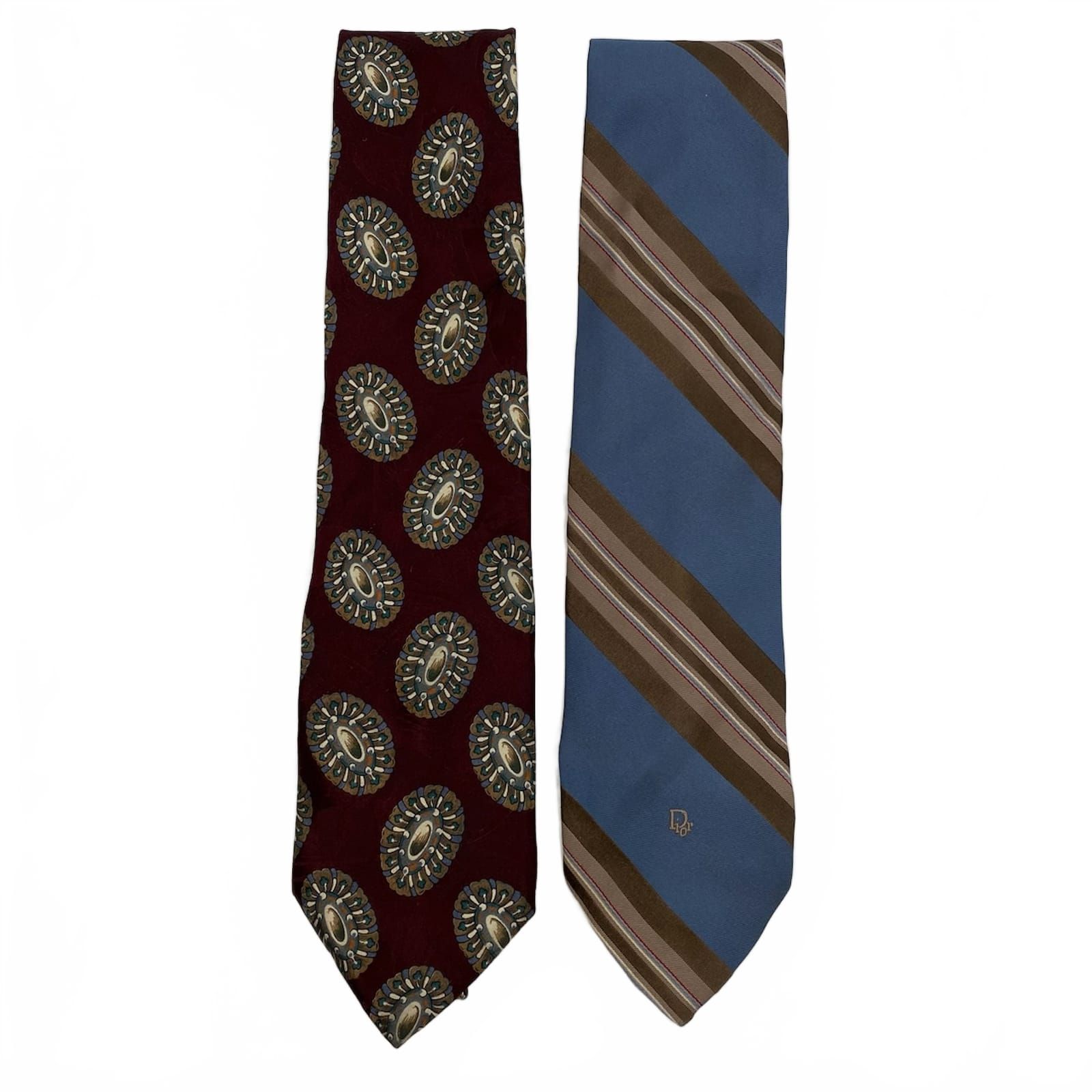 Dior Maroon & Blue Silk Tie 2 Pack