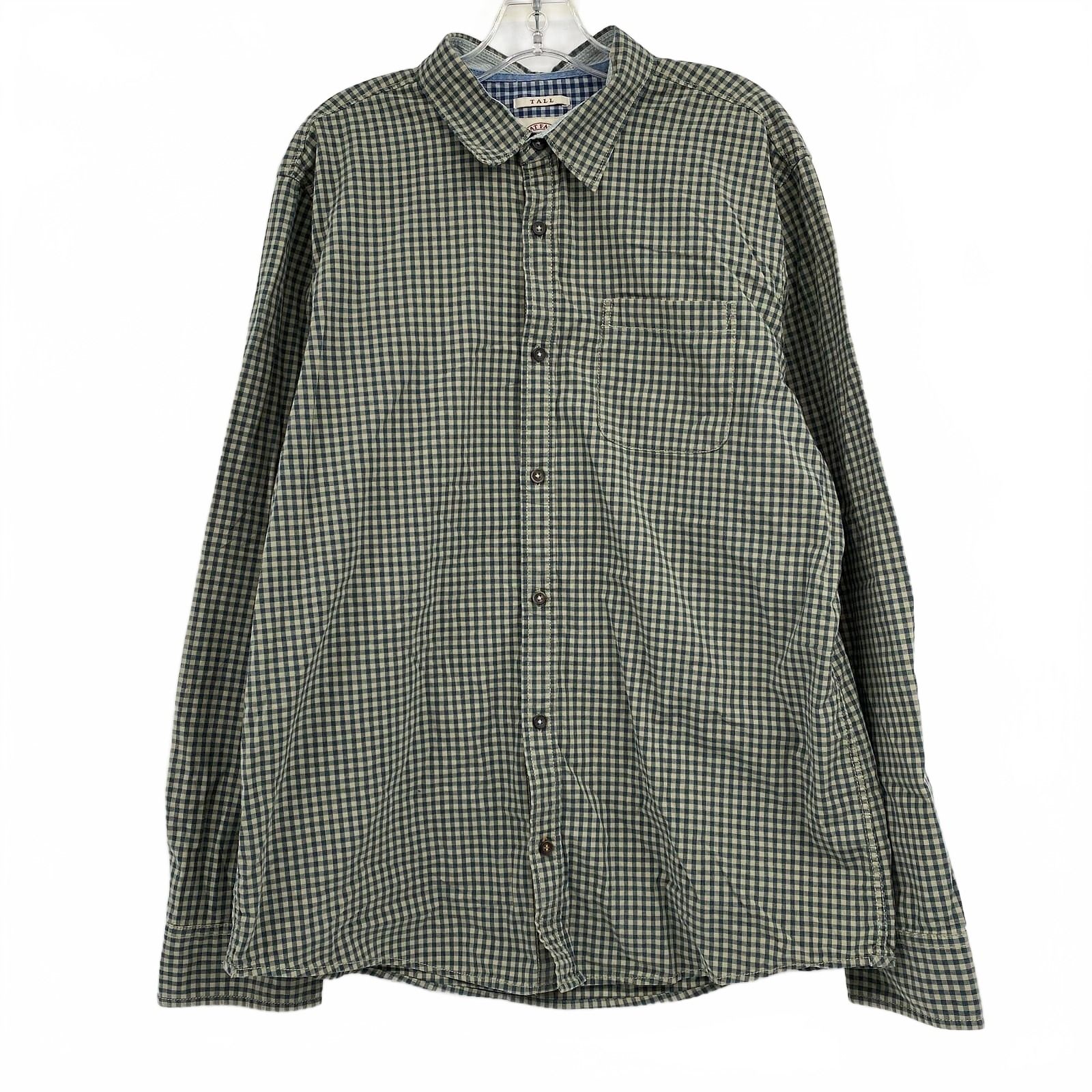 Fat Face Green Blue Gingham Long Sleeve Button Down Shirt