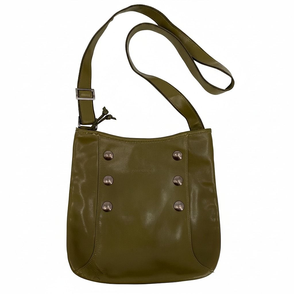 Longchamp Green Stud Accent Crossbody Bag
